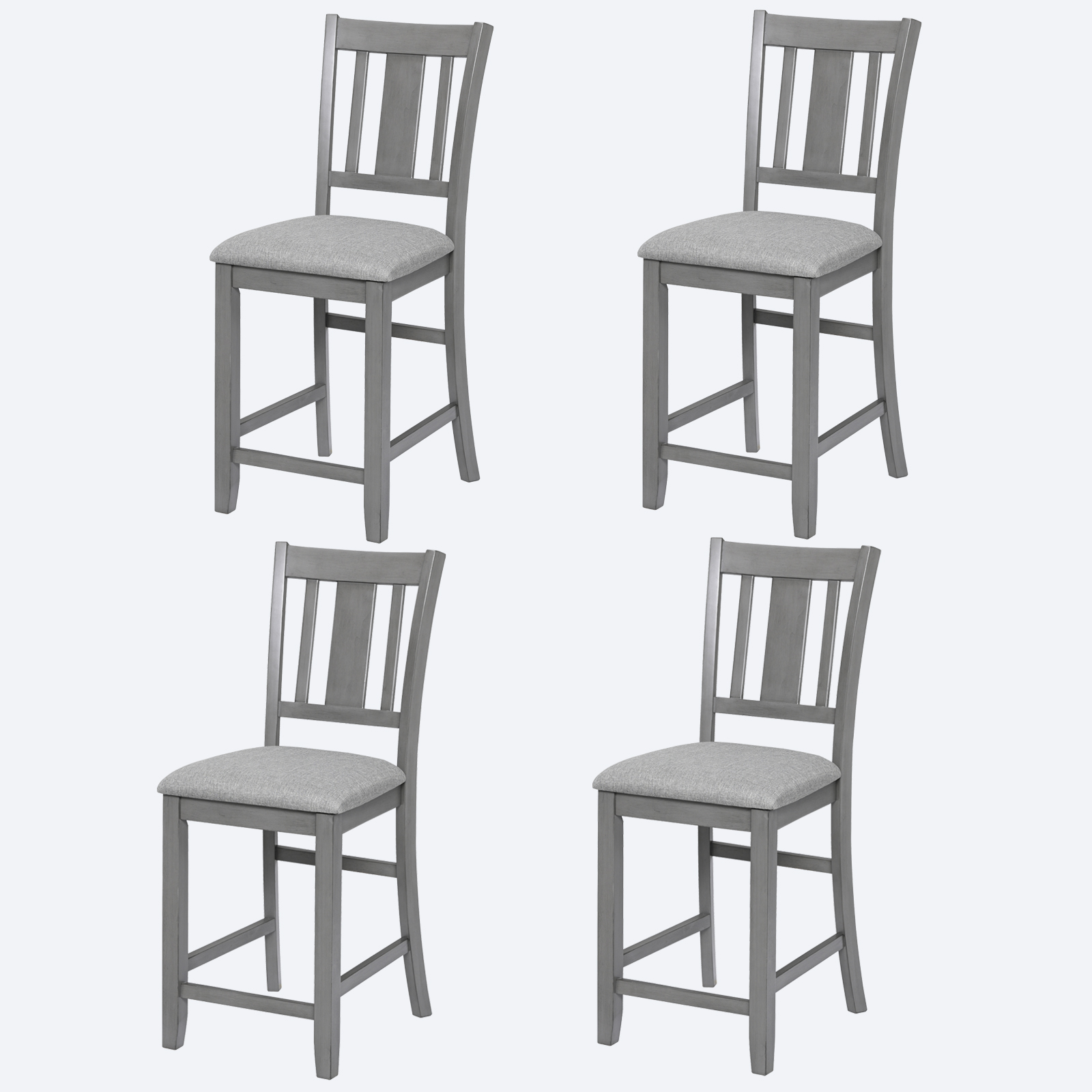 Counter Height Chairs set for 4, Kitchen Chair with Padded Seat, Counter Height Barstool for Dining Room, Gray