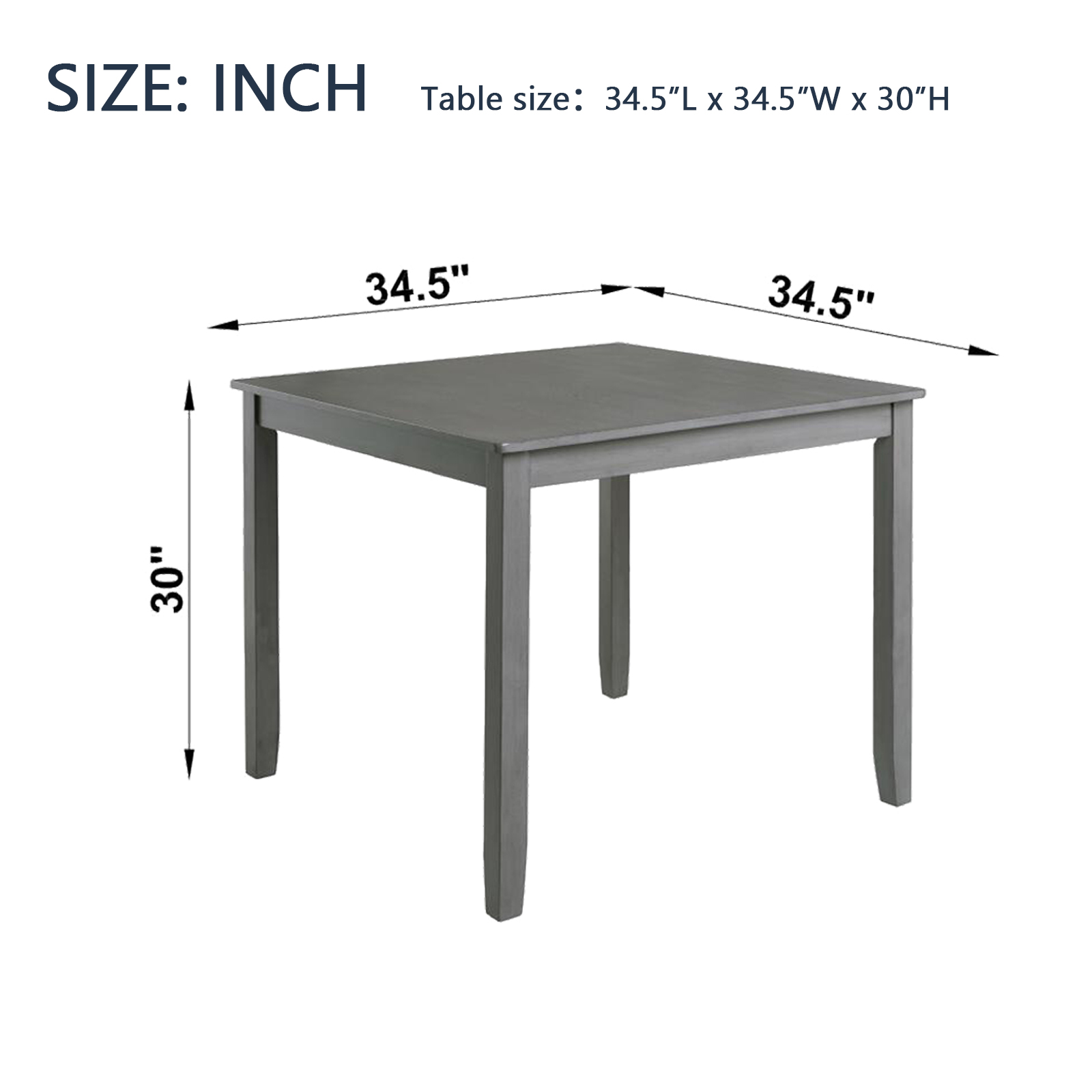 Wooden Dining Square Table, Kitchen Table for Small Space, 4 Person Dining Table, Gray
ONLY THE TABLE