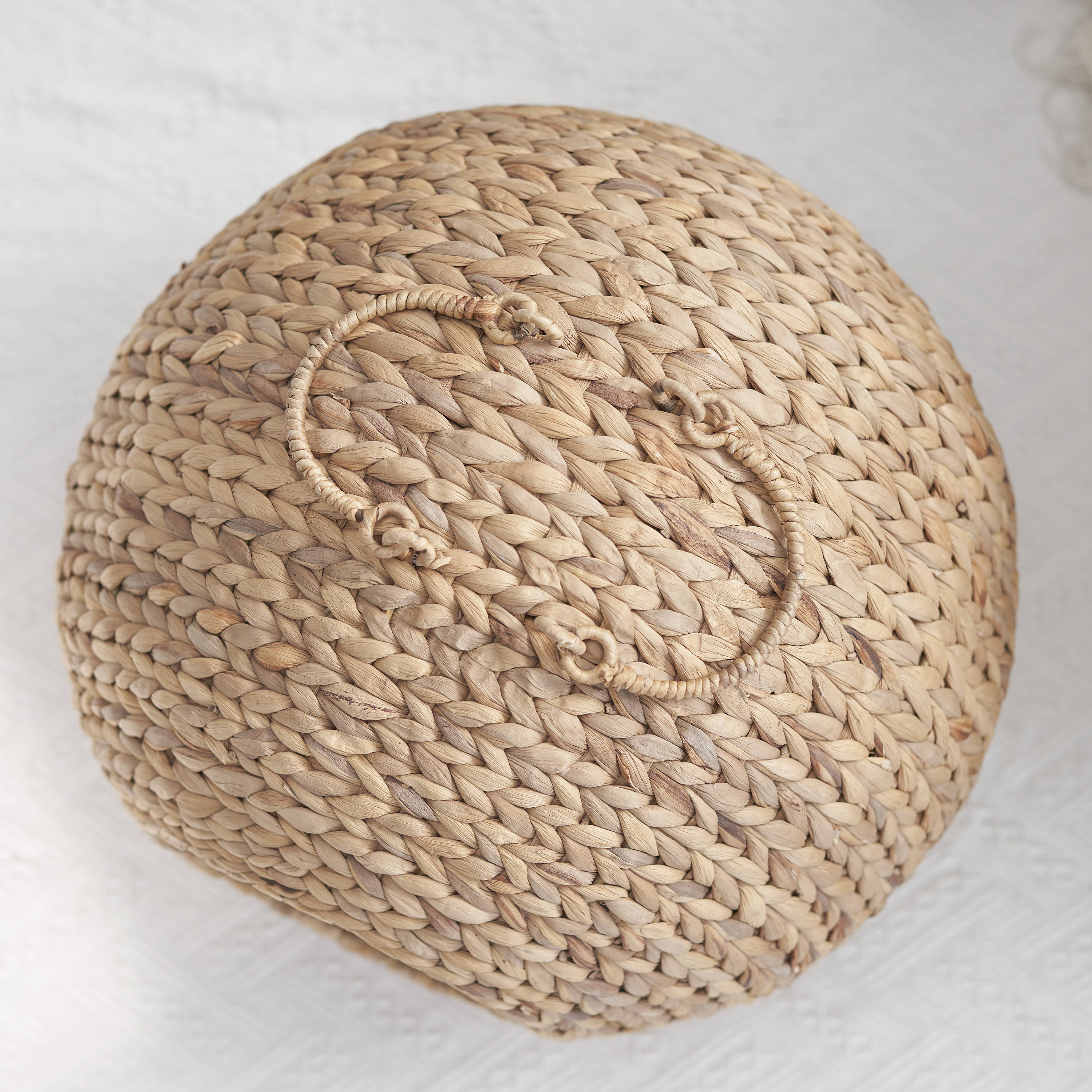 Gertrude Water Hyacinth Woven Wicker Round Cat Bed Cave with Handles - 18" x 18" x 18" - For Any Size Cat Breeds, Chihuahua and Use with Cat Tower