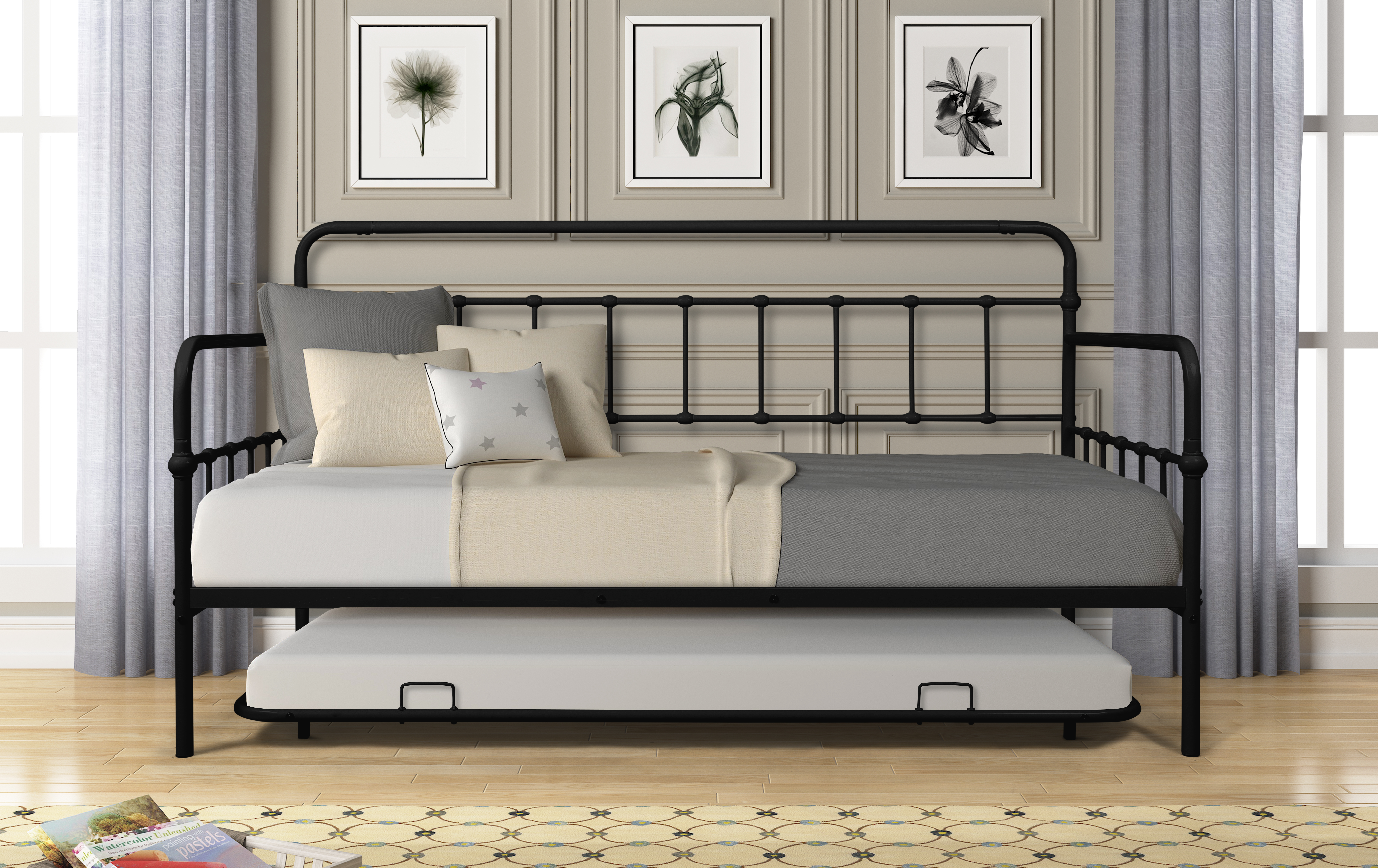 Metal Frame Daybed with trundle-Boyel Living
