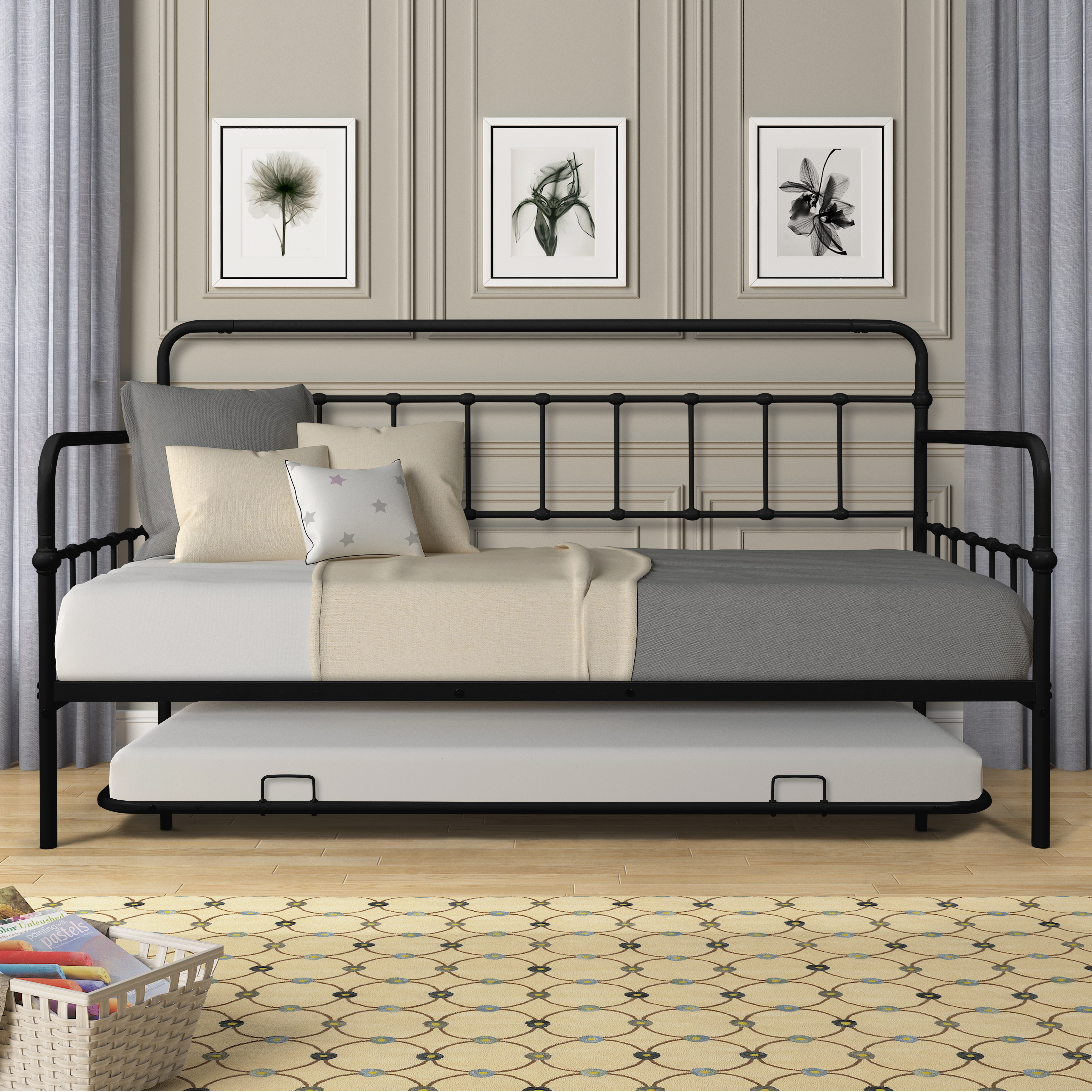 Metal Frame Daybed with trundle-Boyel Living