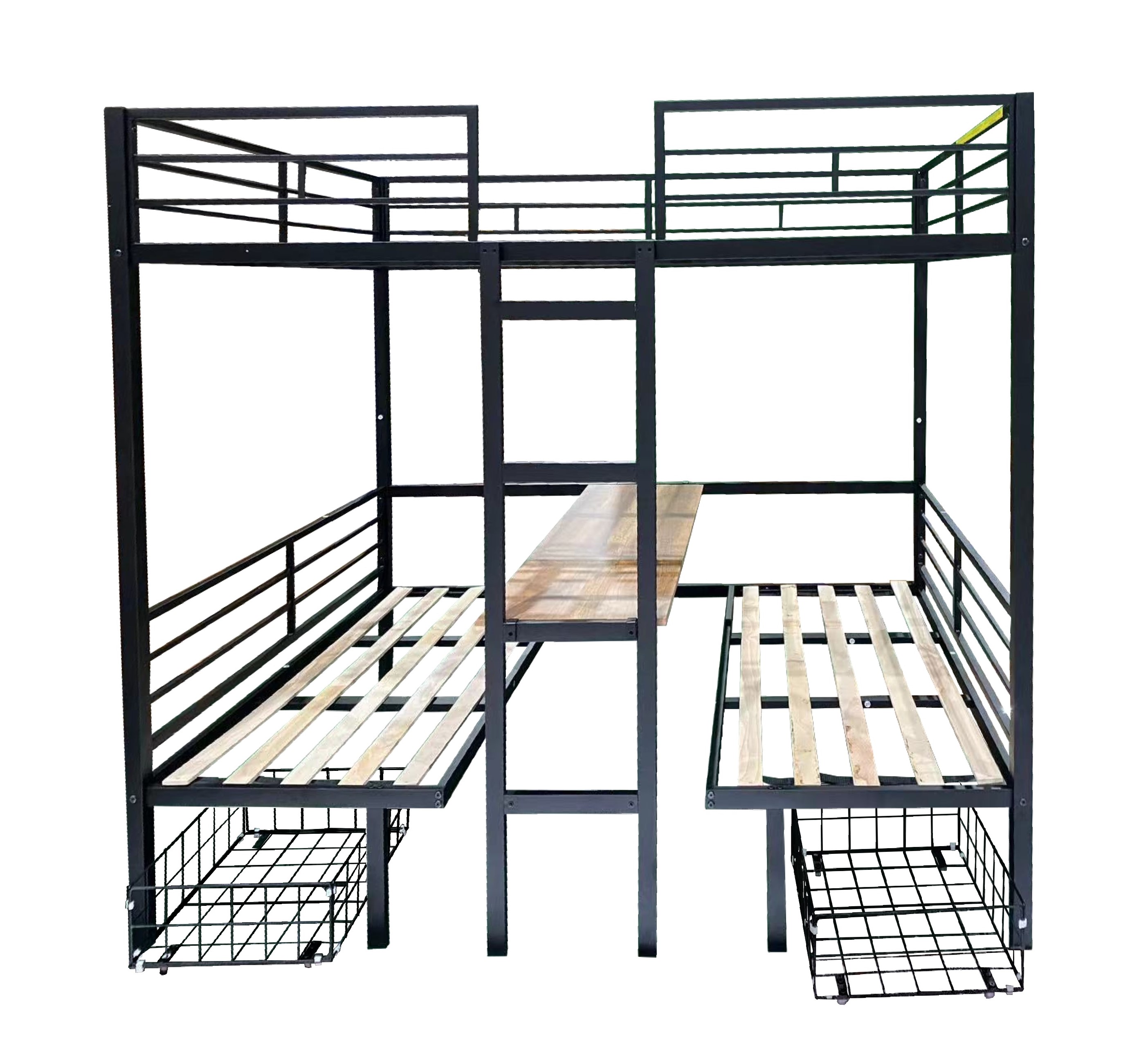 Full Size Loft Bed with Table Set Transformable to Full over Full Bunk