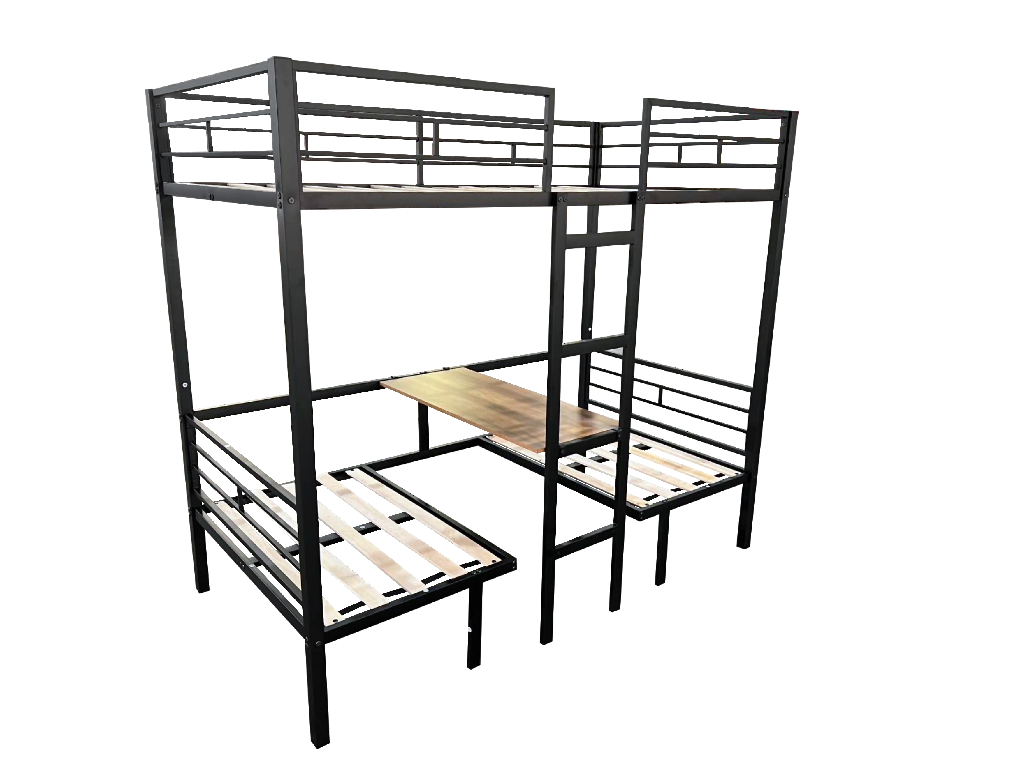 Full Size Loft Bed with Table Set Transformable to Full over Full Bunk