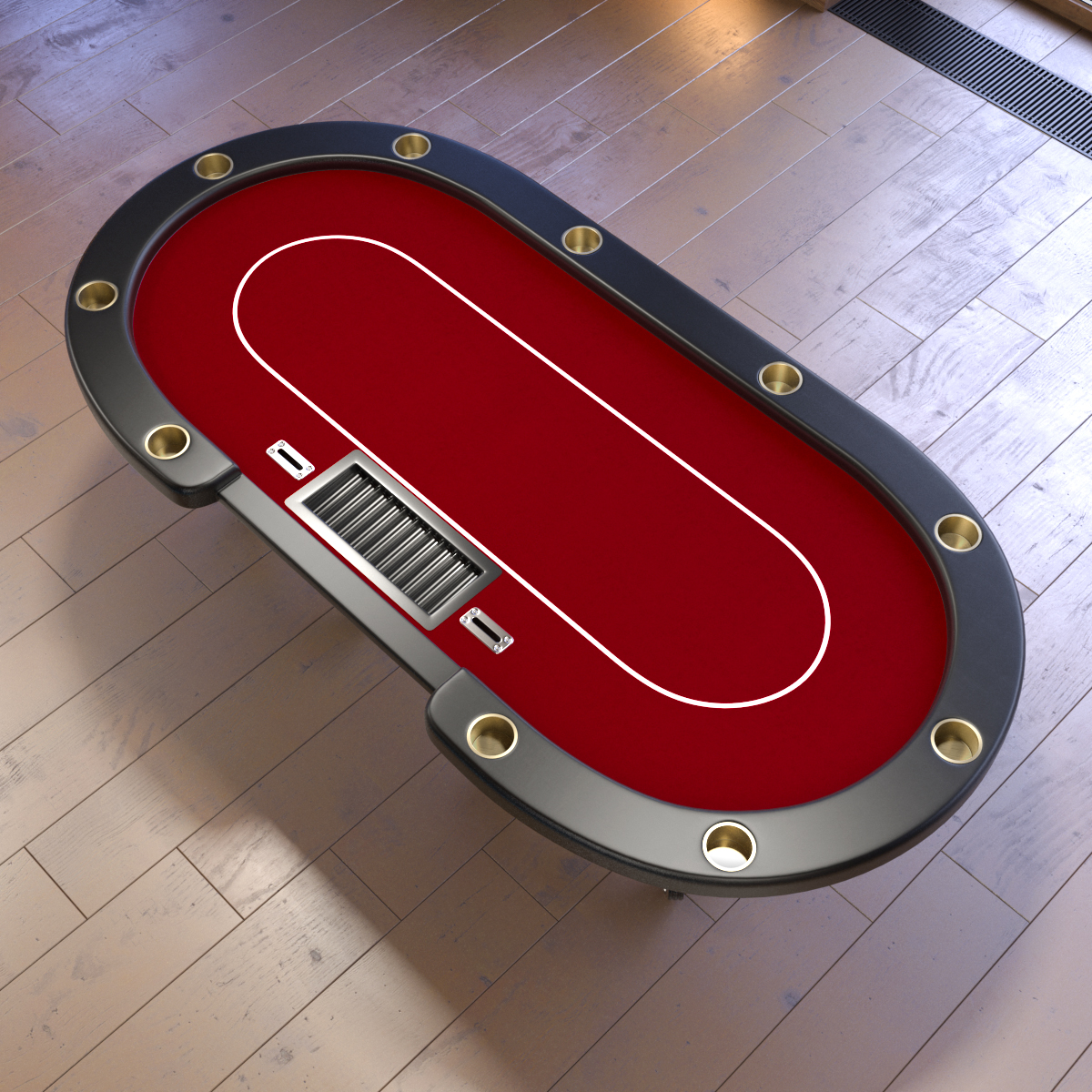 INO Design 96" Oval Red Aura Texas Holdem Poker Table Curved Legs Casino DropBox - Parts