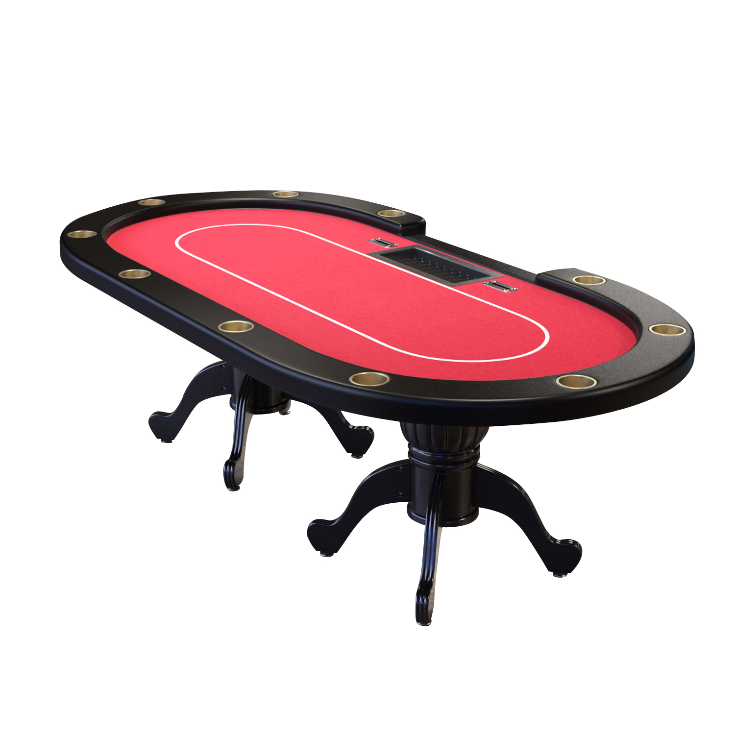 INO Design 96" Oval Red Aura Texas Holdem Poker Table Curved Legs Casino DropBox - Parts