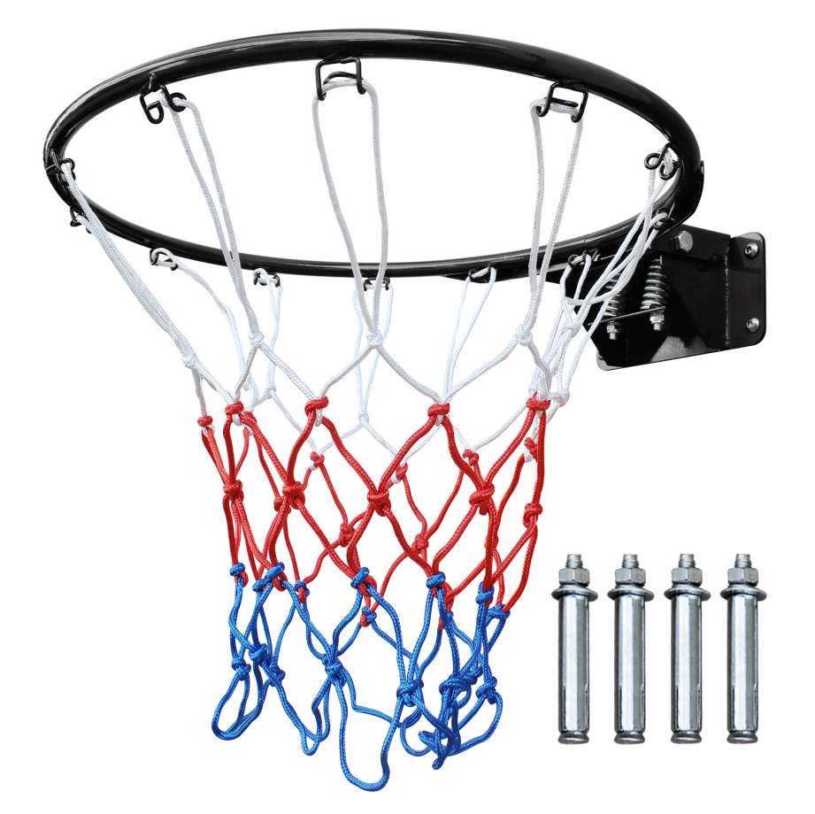 Basketball Double Spring Solid Rim, 18" Steel Basketball Rim for Indoor and Outdoor Black