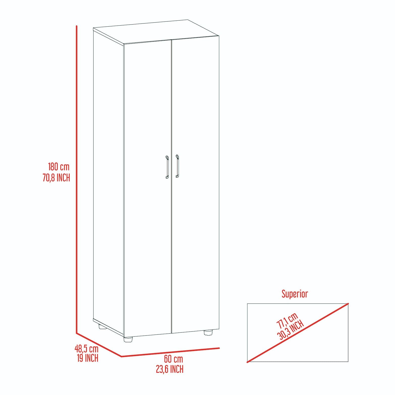 DEPOT E-SHOP London Armoire, Two Shelves, Rod, Double Door Cabinet Armoire, Black