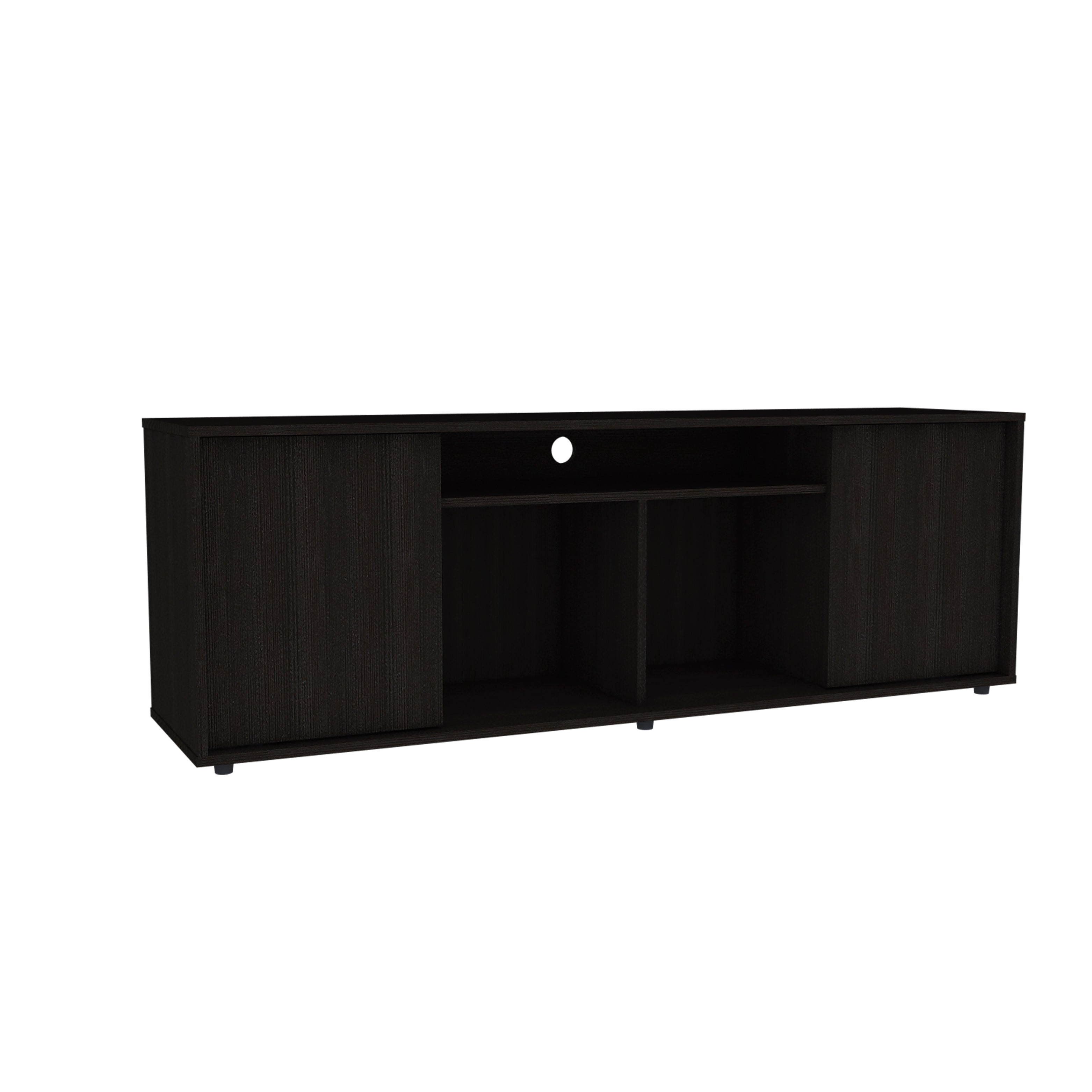 Danville 2 Piece Living Room Set, Dallas Tv Stand + Leanna 3 Coffee Table, Black / Espresso, Black / Espresso