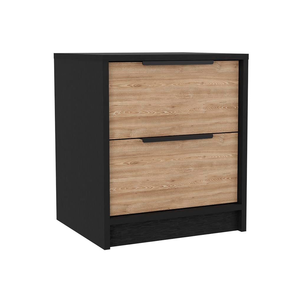 Deering 3 Piece Bedroom Set, London Armoire + Egeo Nightstand + Egeo Nightstand, Black / Pine