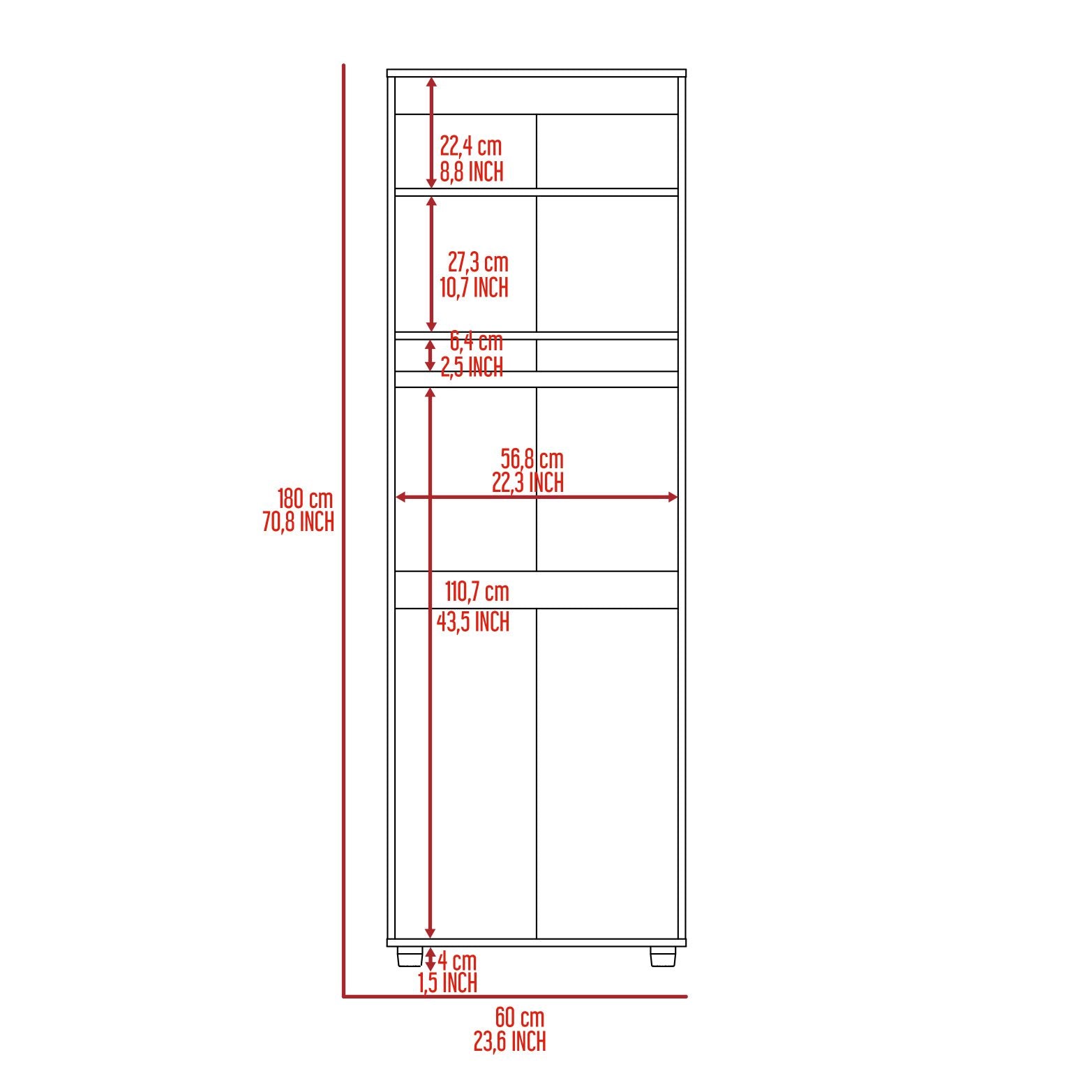 DEPOT E-SHOP London Armoire, Two Shelves, Rod, Double Door Cabinet Armoire, Black