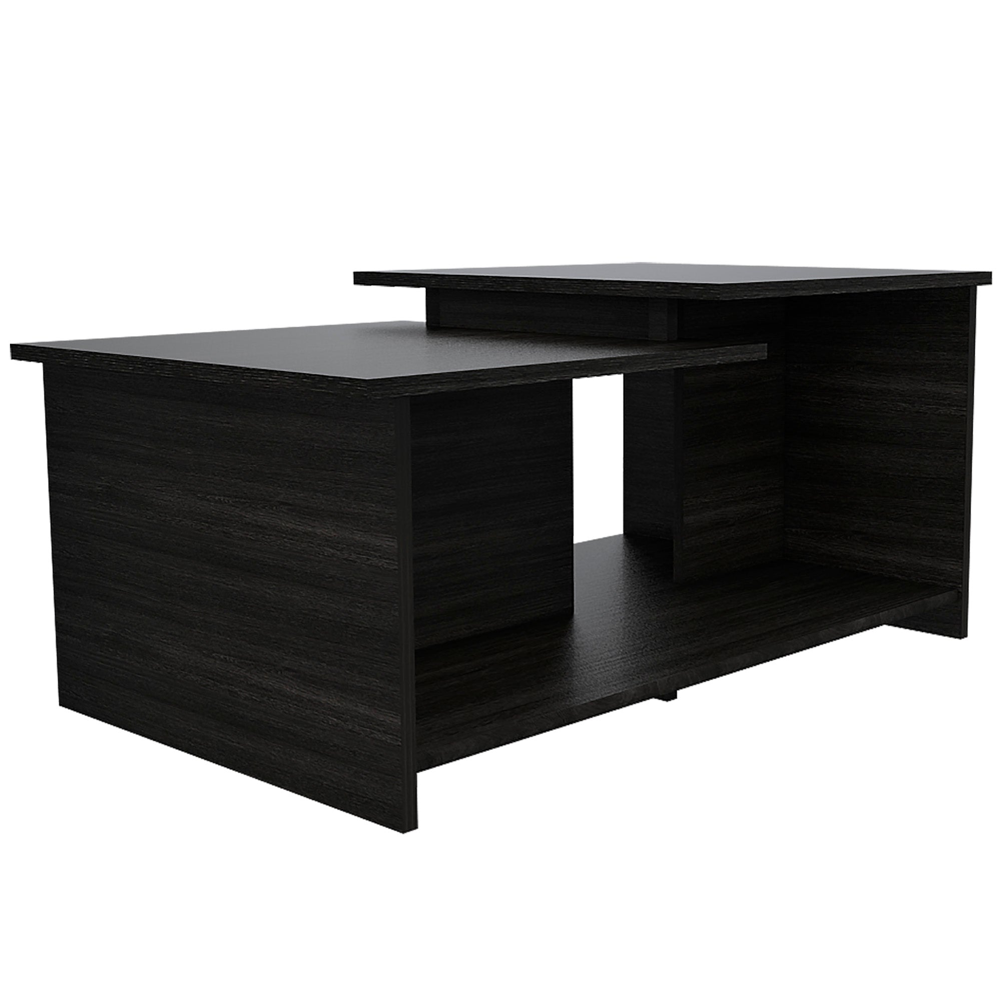 Danville 2 Piece Living Room Set, Dallas Tv Stand + Leanna 3 Coffee Table, Black / Espresso, Black / Espresso