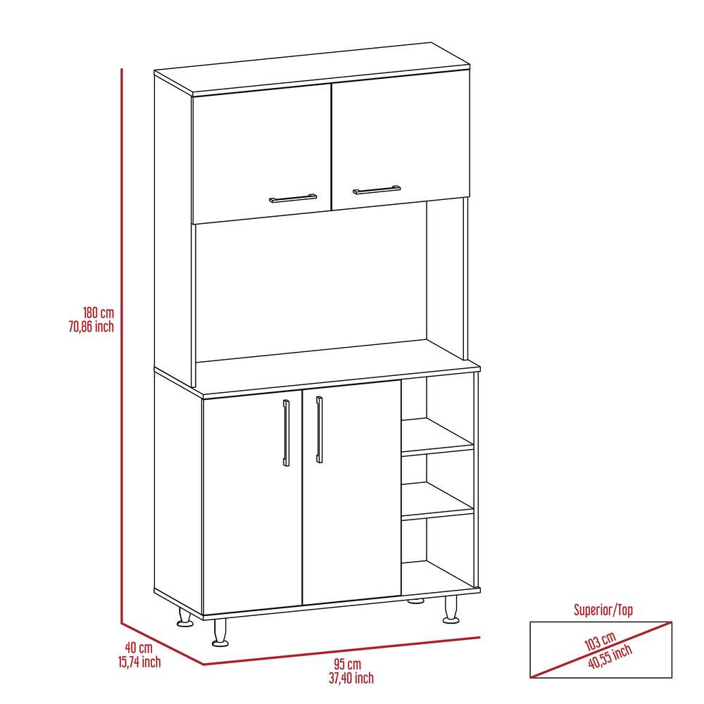 Edmond 2 Piece Kitchen Set, Syros Kitchen Island Cart  + Malta Kitchen Pantry Cabinet, White / Light Oak