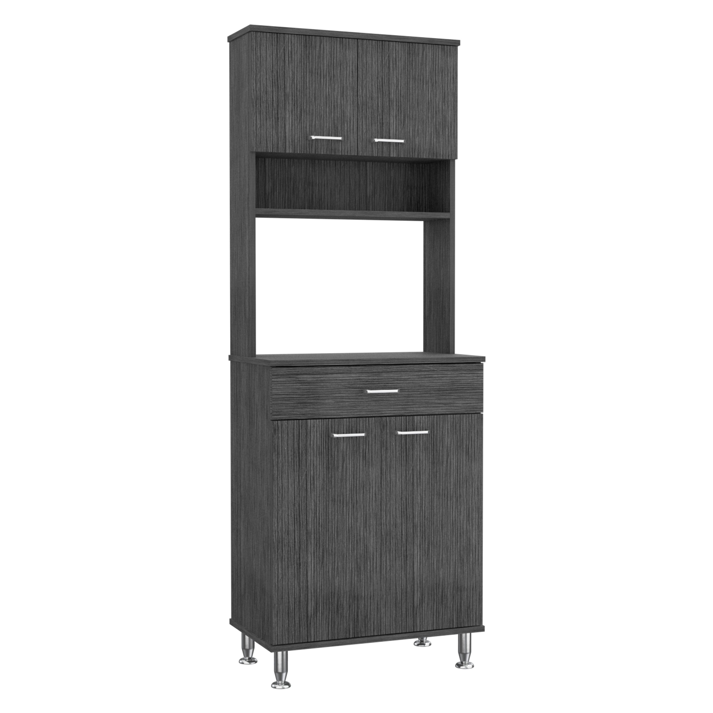 DEPOT E-SHOP Helis 60 Pantry Double Door Cabinet, One Drawer, Four Legs, Three Shelves , Smokey Oak