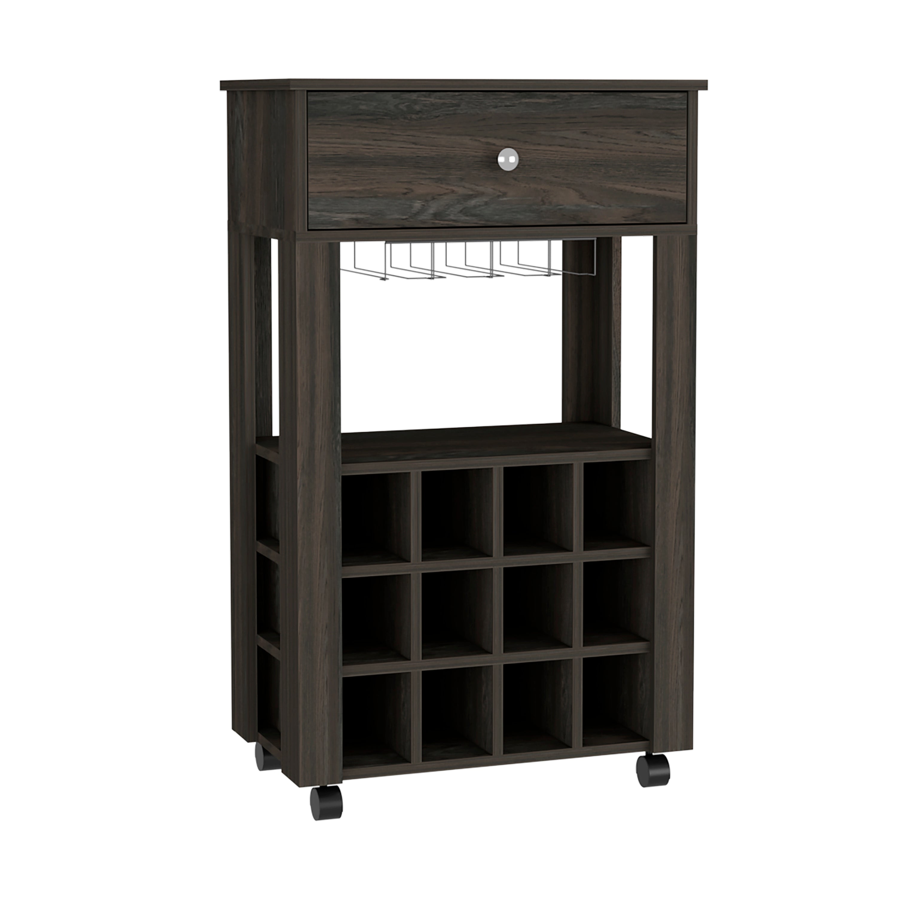 DEPOT E-SHOP Margh Bar Cart Drawer, Carbon Espresso