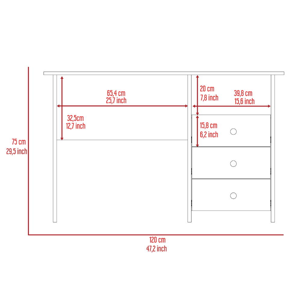 DEPOT E-SHOP Antara Computer Desk with Open Storage Shelf and 3-Drawers, Light Gray