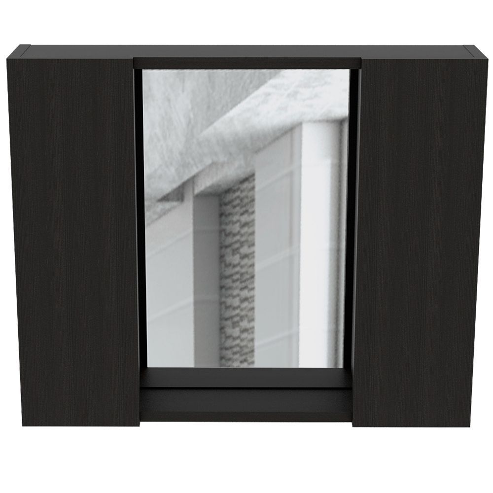 Medicine 19H" Double Door Cabinet, One External Shelf, Black