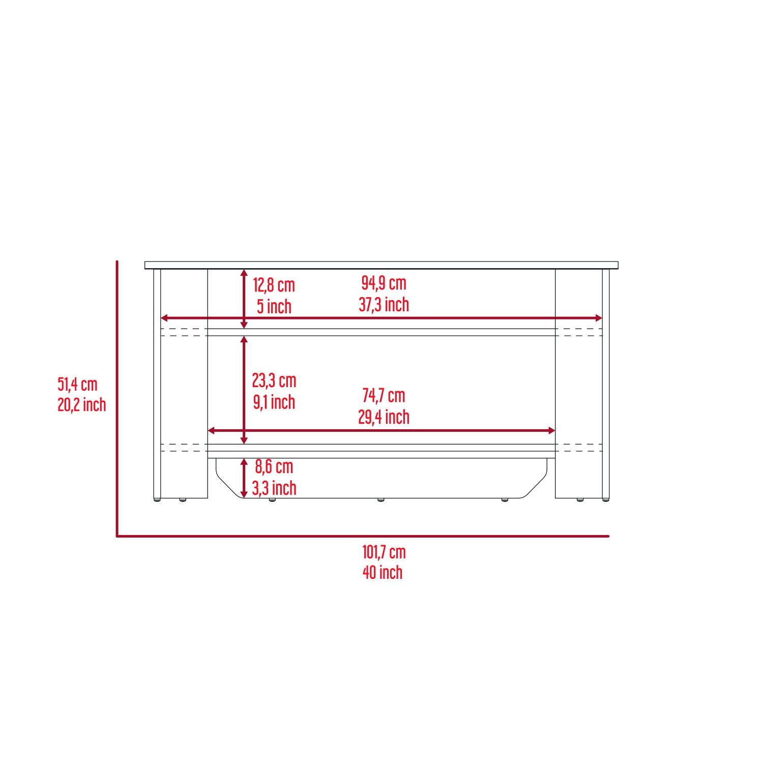 Saturn Storage Table, Four Legs, Lower Shelf, Light Oak / White