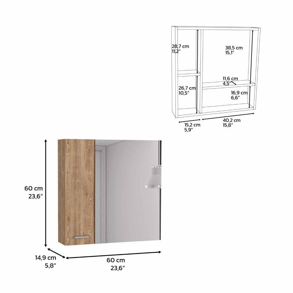 Medicine 23H" Double Door Cabinet,Four Interior Shelves, Pine