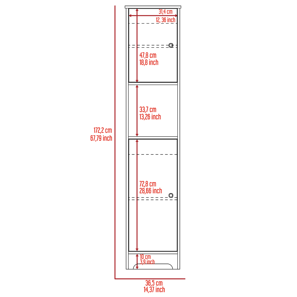 68.8H" Gabinete de doble puerta, cuatro estantes interiores, un estante abierto, roble claro