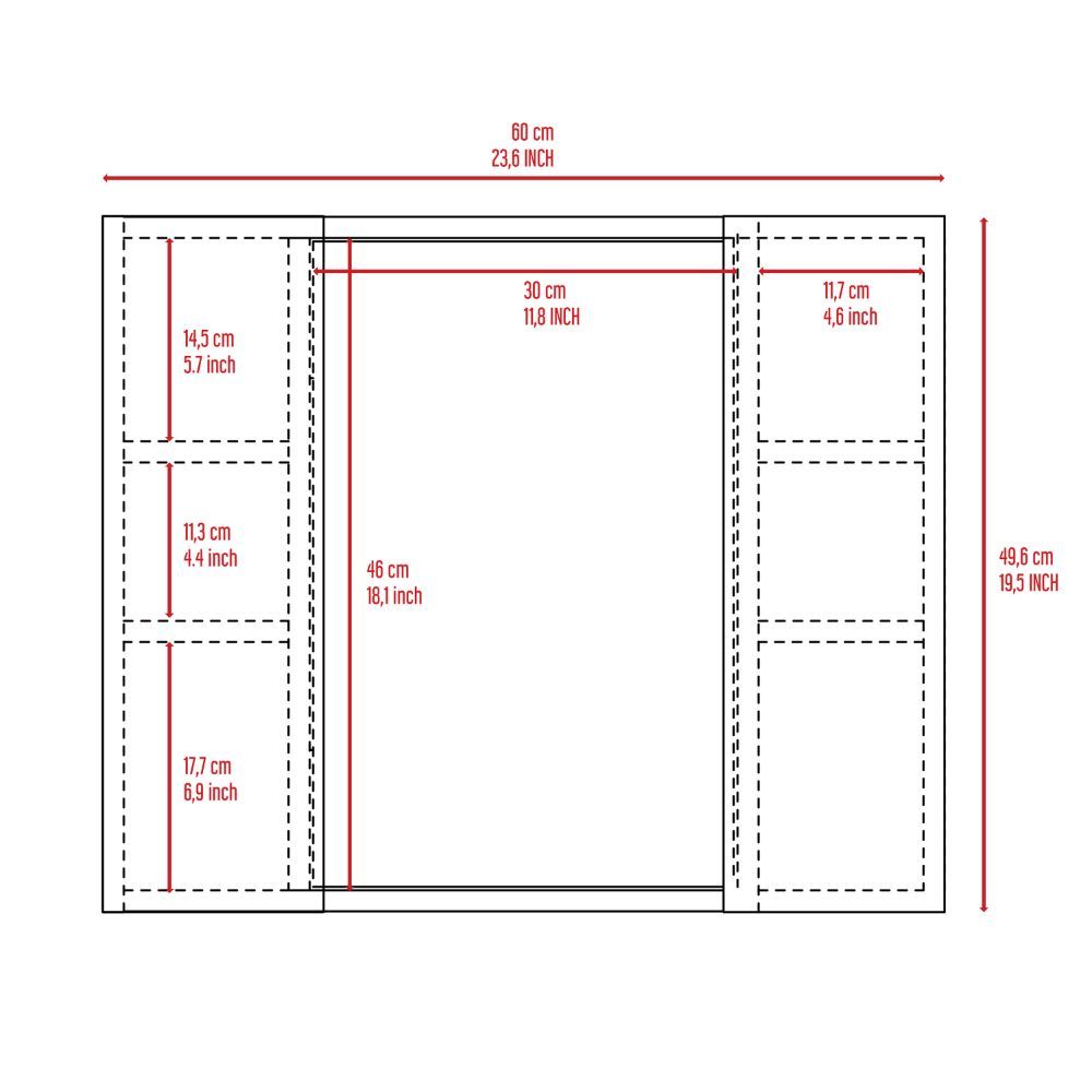 Medicine 19H" Double Door Cabinet, One External Shelf, Black