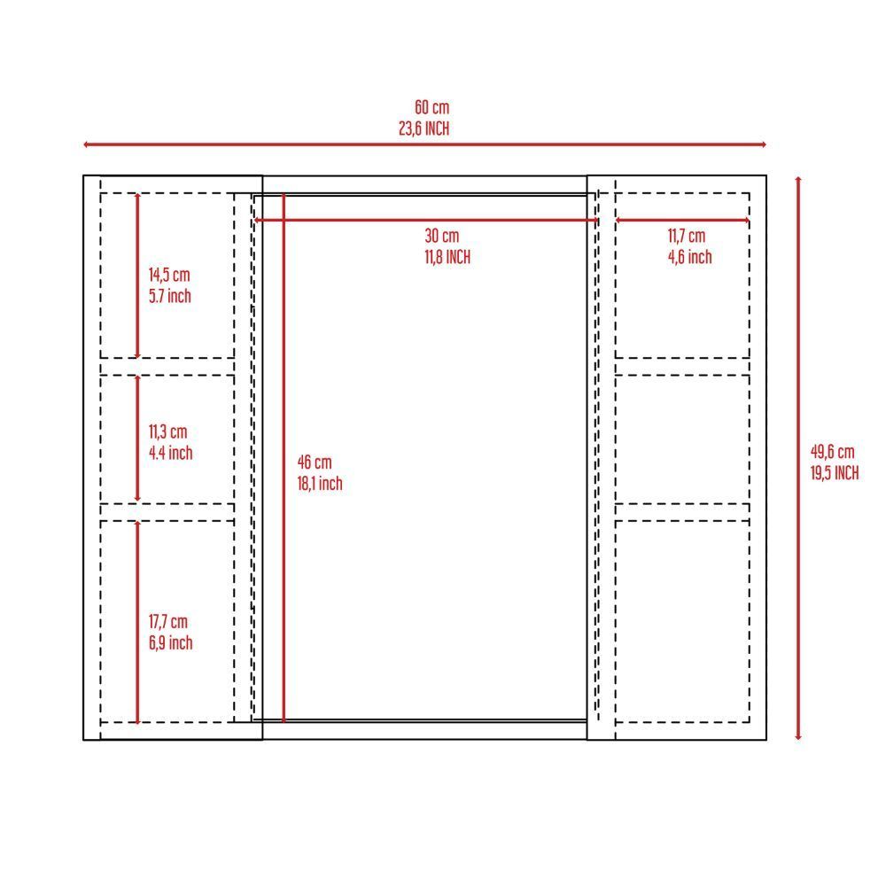 Medicine 19H" Double Door Cabinet, One External Shelf, White