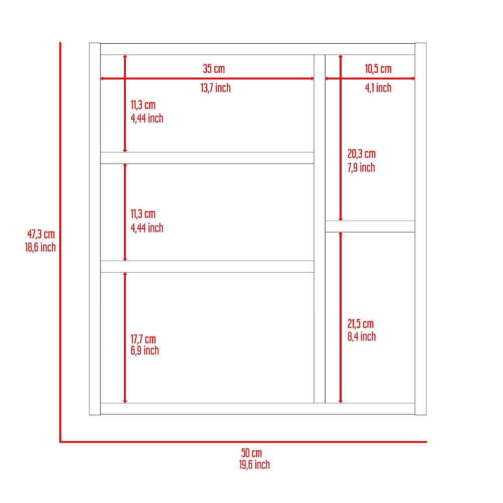 Medicine 18H" Single Door Cabinet, Two External Shelves, Three Interior Shelves , White