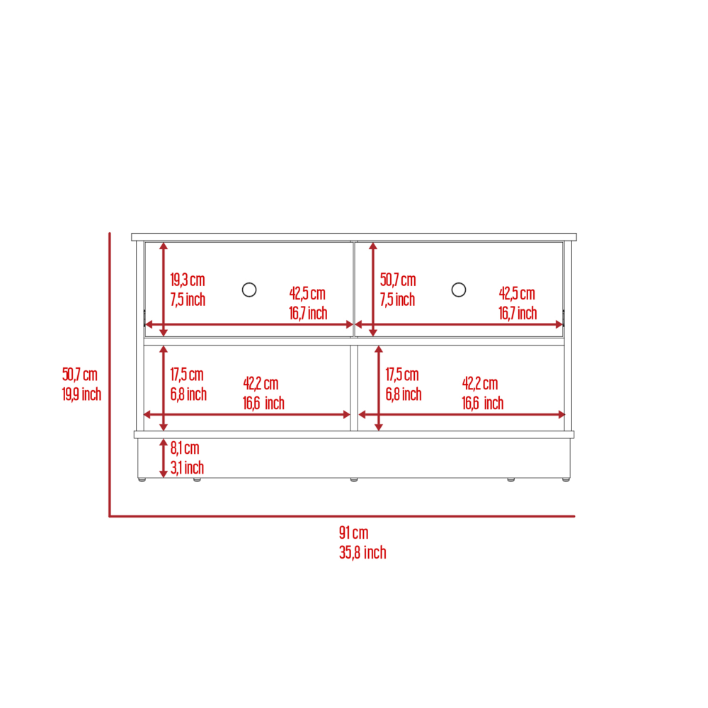 Uranus Storage Bench, Two Drawers, Two Open Shelves, Light Oak