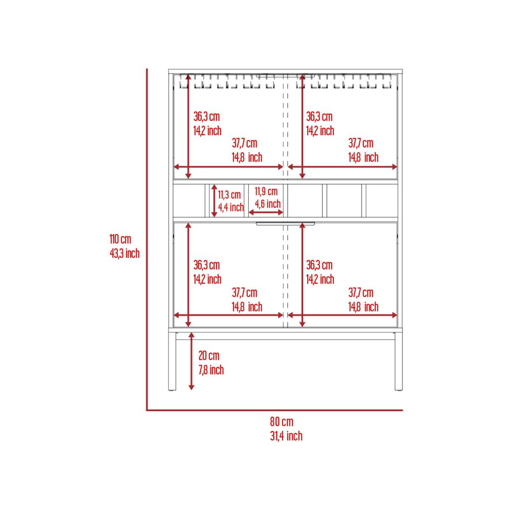 DEPOT E-SHOP Staten Bar Cabinet, Two Door Flexible Cabinets, Light Gray