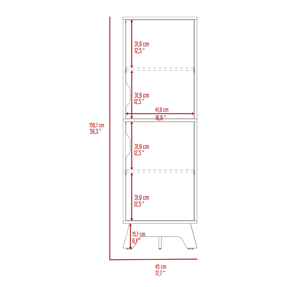 Multistorage cabinet 59" H, two doors, four internal shelves, Light oak / White