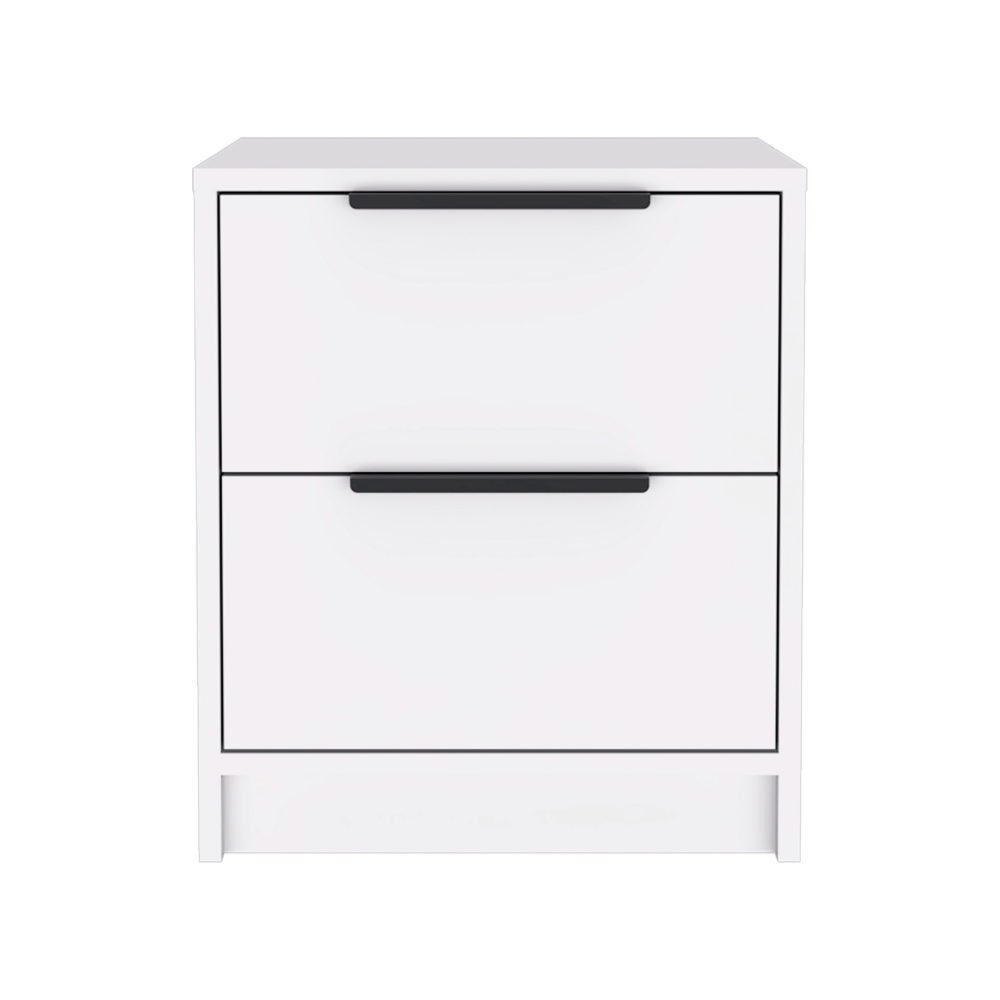 Modern Nightstand 19" H, Two Drawers, White