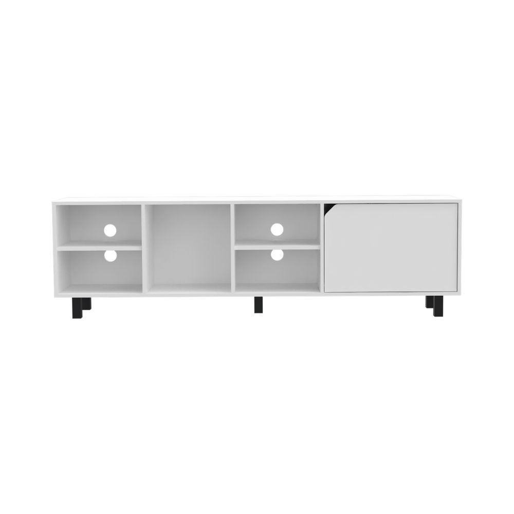 Conquest Tv Stand for TV´s up 70", Four Open Shelves, Five Legs, White