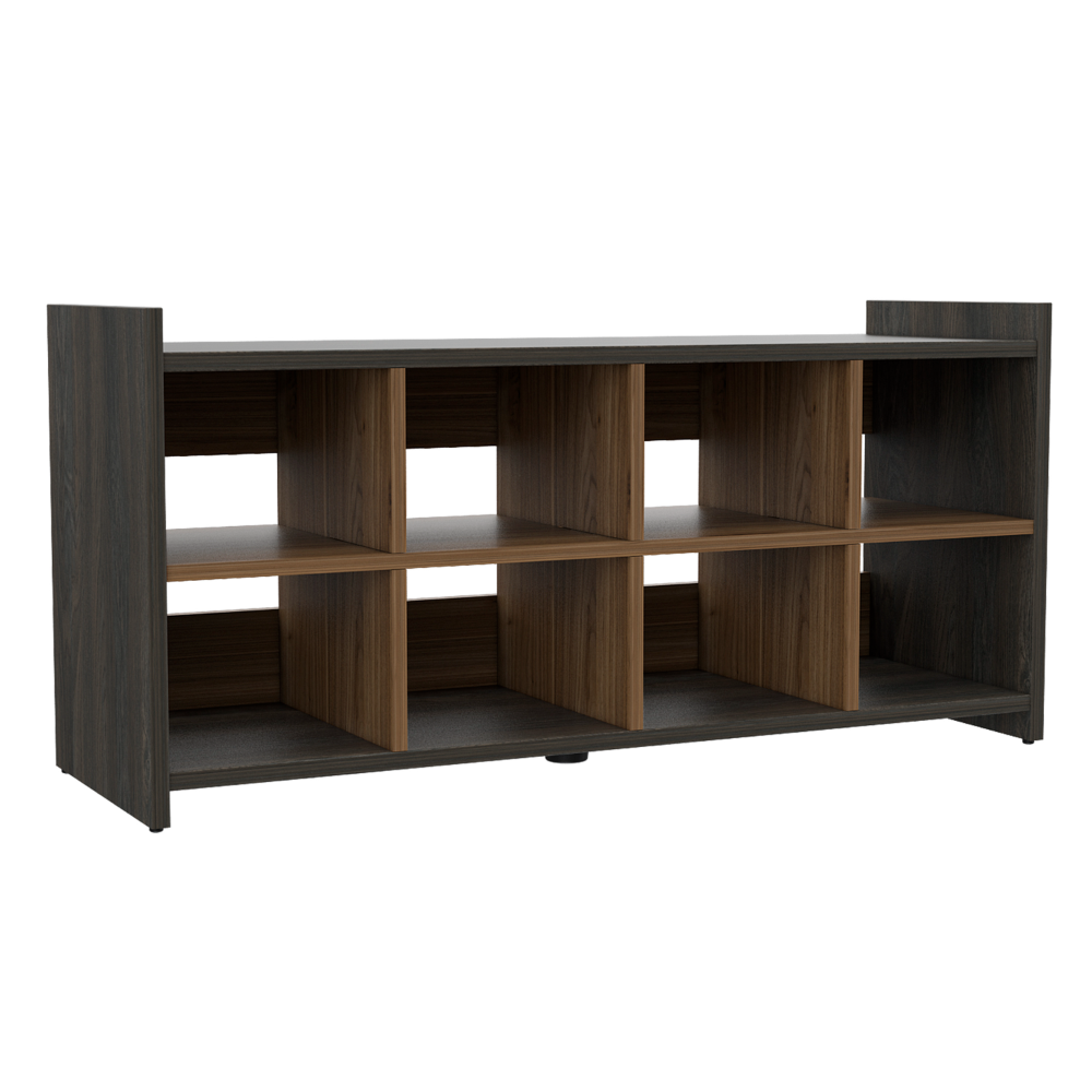 Modena Entryway Stackable Storage Unit, Eight Cubbies For Shoes, Eight Shoes Capacity, Carbon Espresso / Mahogany