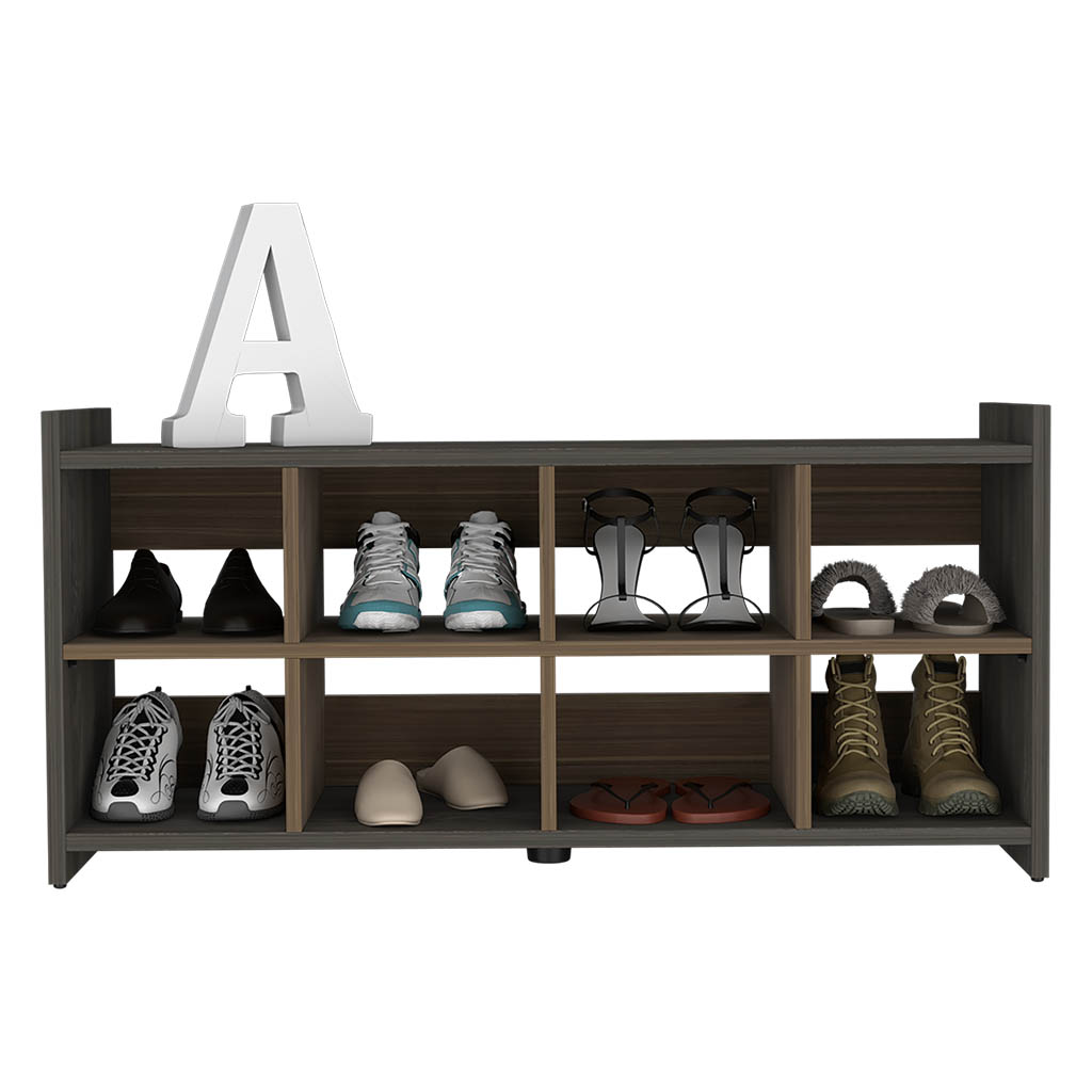 Modena Entryway Stackable Storage Unit, Eight Cubbies For Shoes, Eight Shoes Capacity, Carbon Espresso / Mahogany