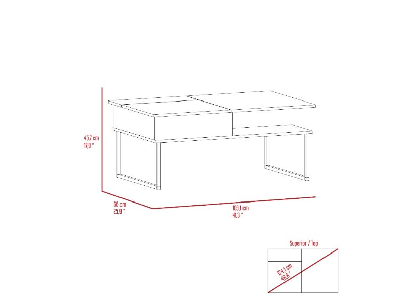 Mesa de Centro Elevable Atlanta, Un Estante, Espresso de Carbono / Ónix