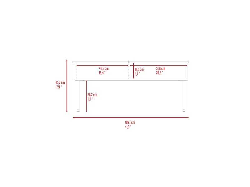 Mesa de Centro Elevable Atlanta, Un Estante, Espresso de Carbono / Ónix