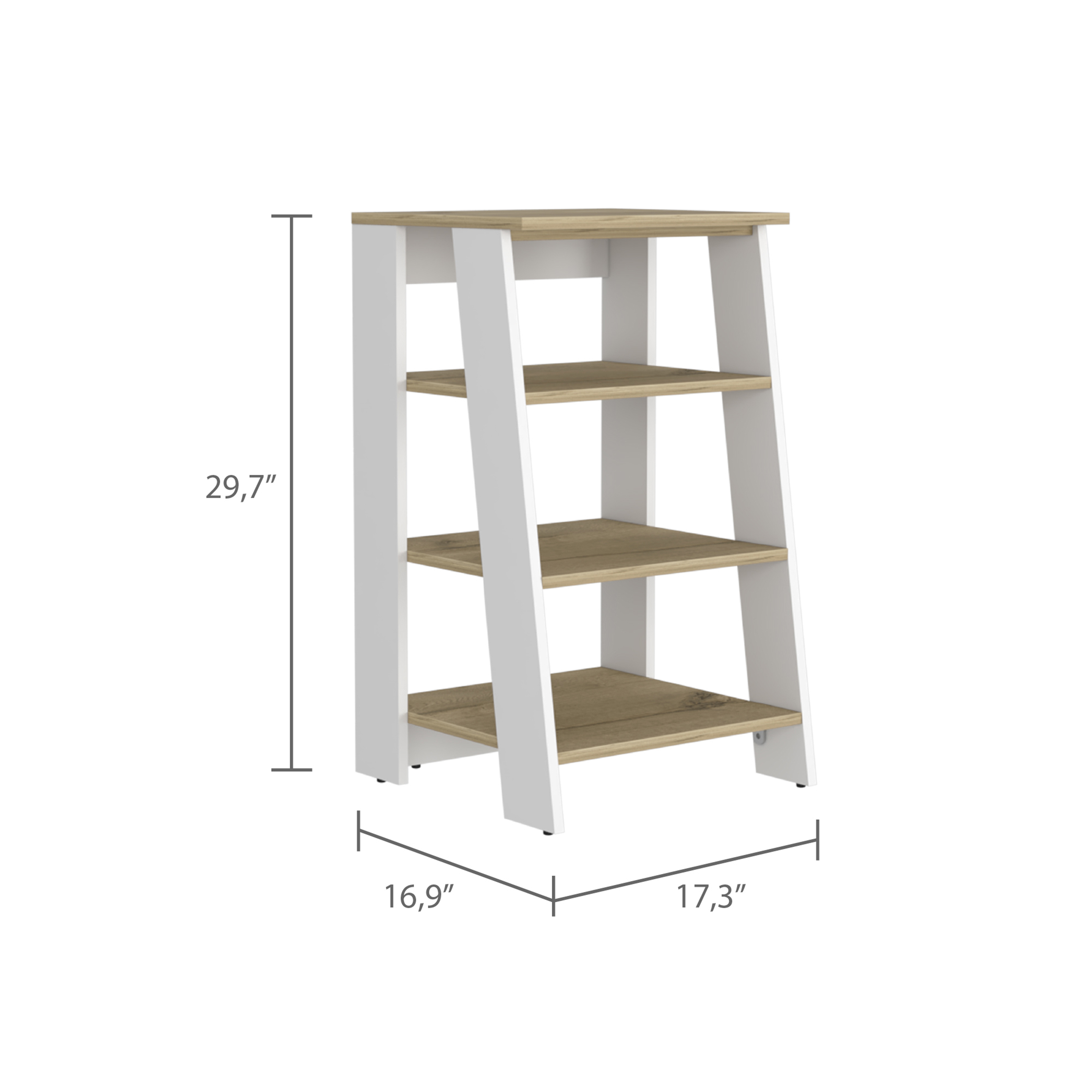 Cabinet 29.7H", Four Shelves, Vertical, Light Oak / White