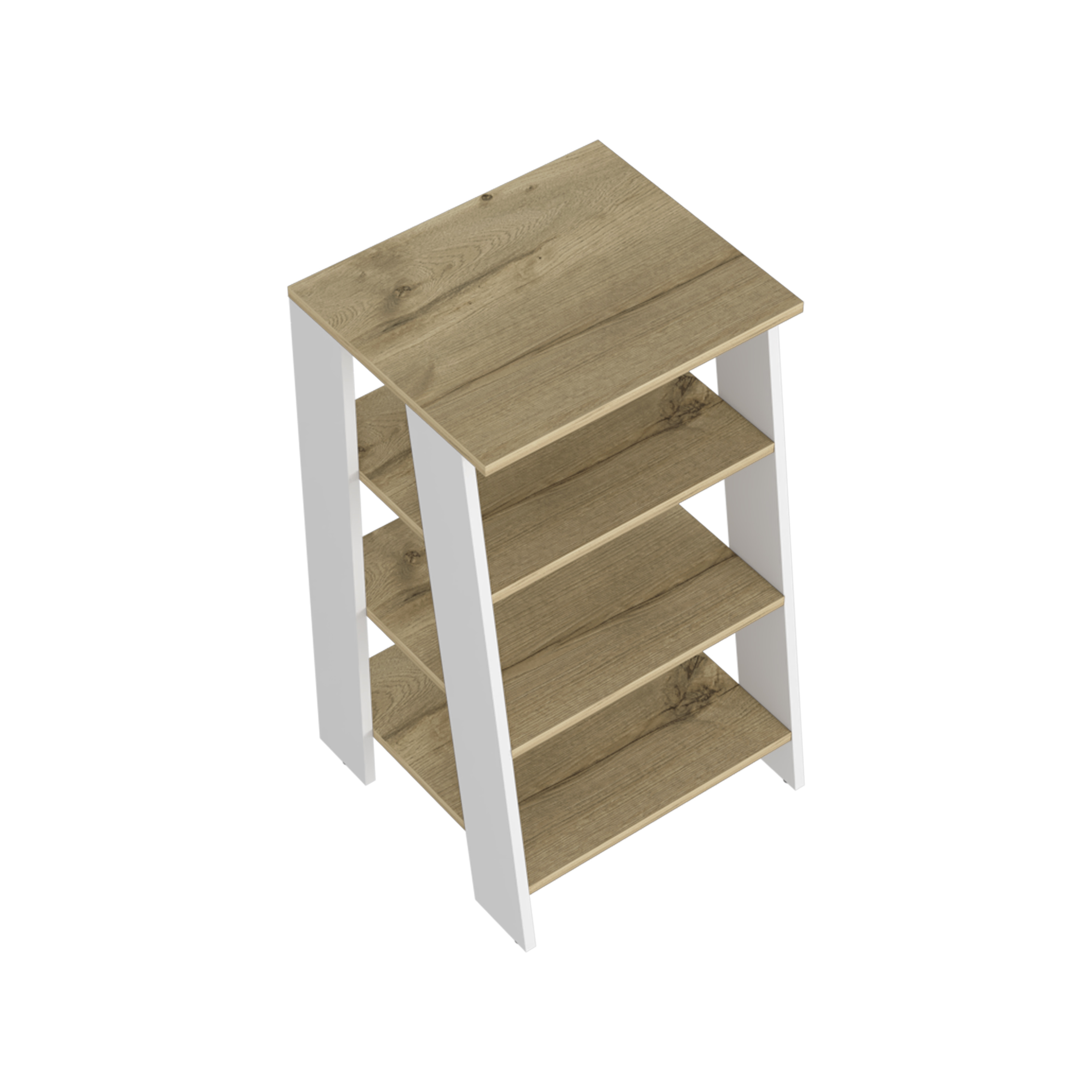 Cabinet 29.7H", Four Shelves, Vertical, Light Oak / White