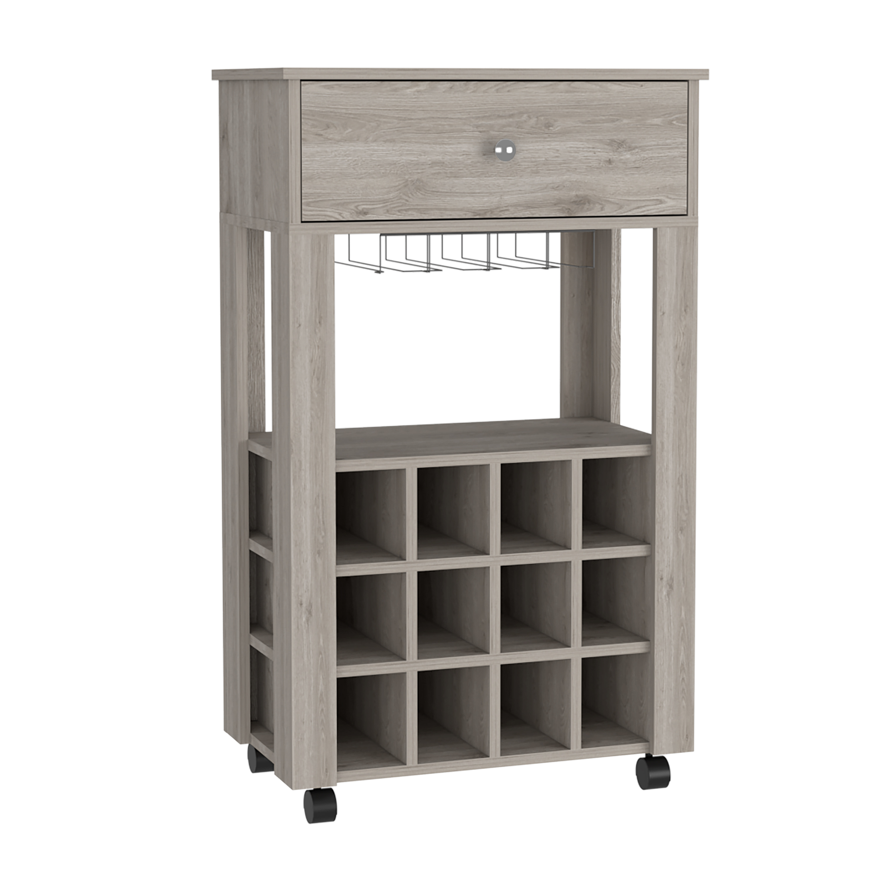 DEPOT E-SHOP Margh Bar Cart Drawer, Light Gray