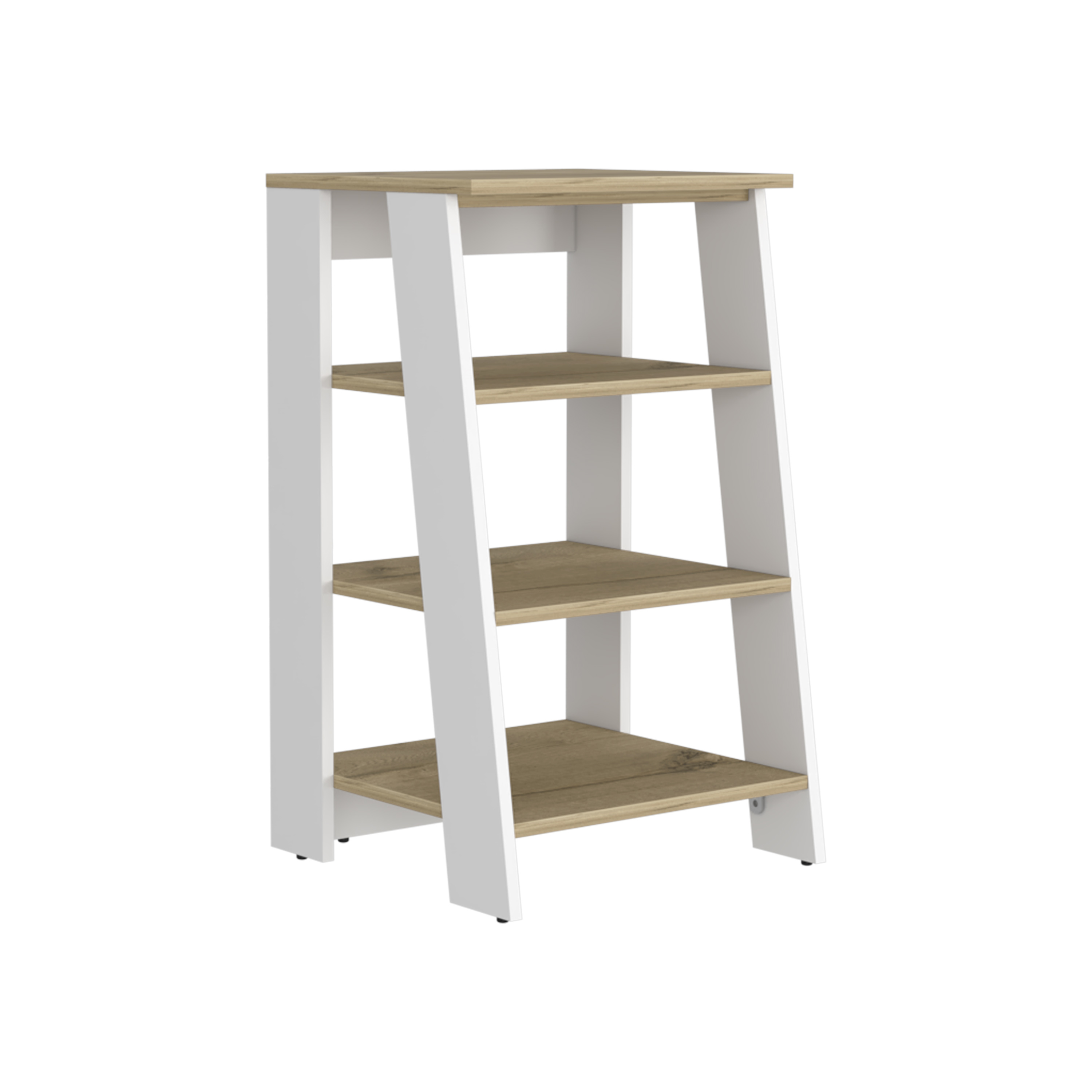 Cabinet 29.7H", Four Shelves, Vertical, Light Oak / White