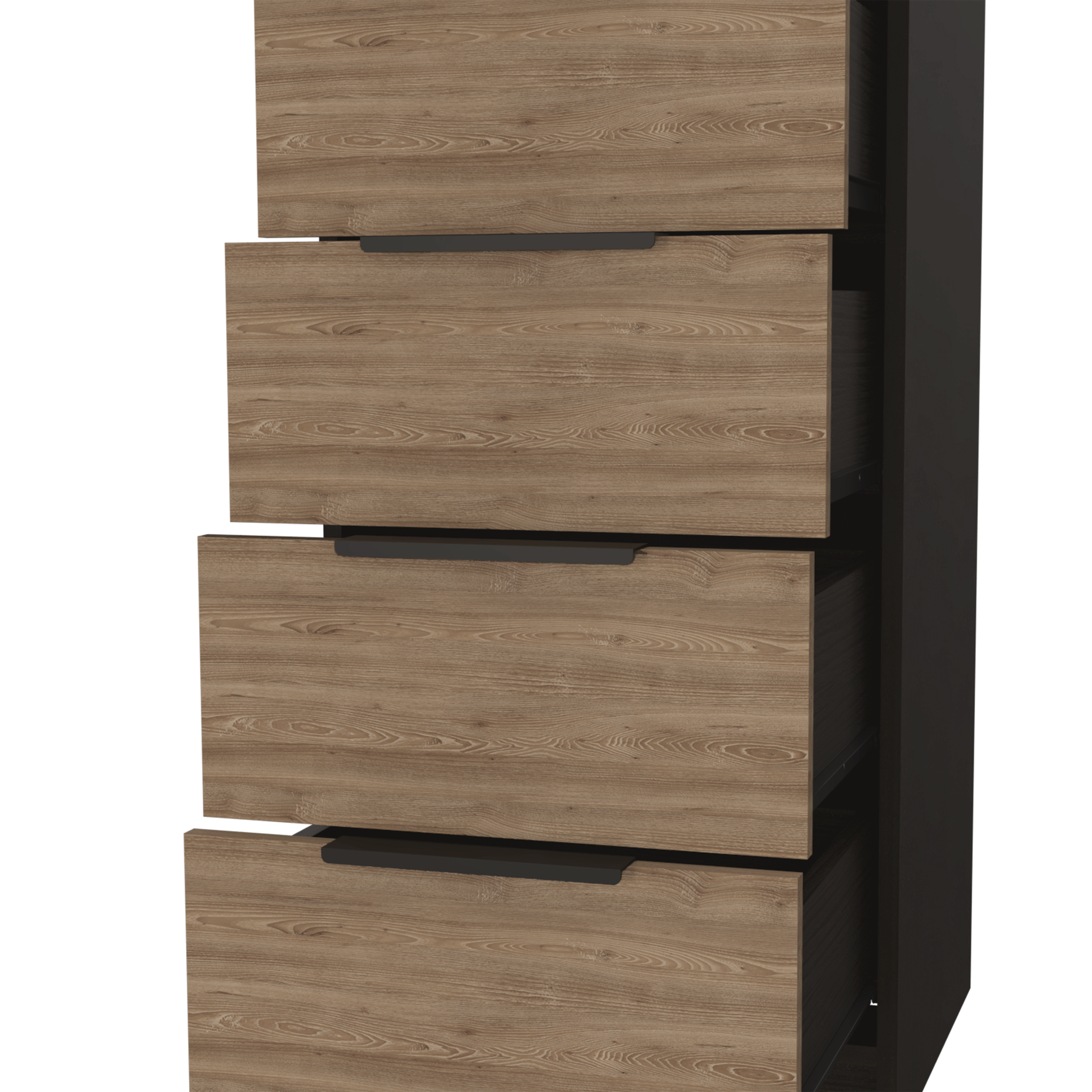 DEPOT E-SHOP Egeo 5 Drawer Dresser, Vertical Dresser, Black / Light Oak