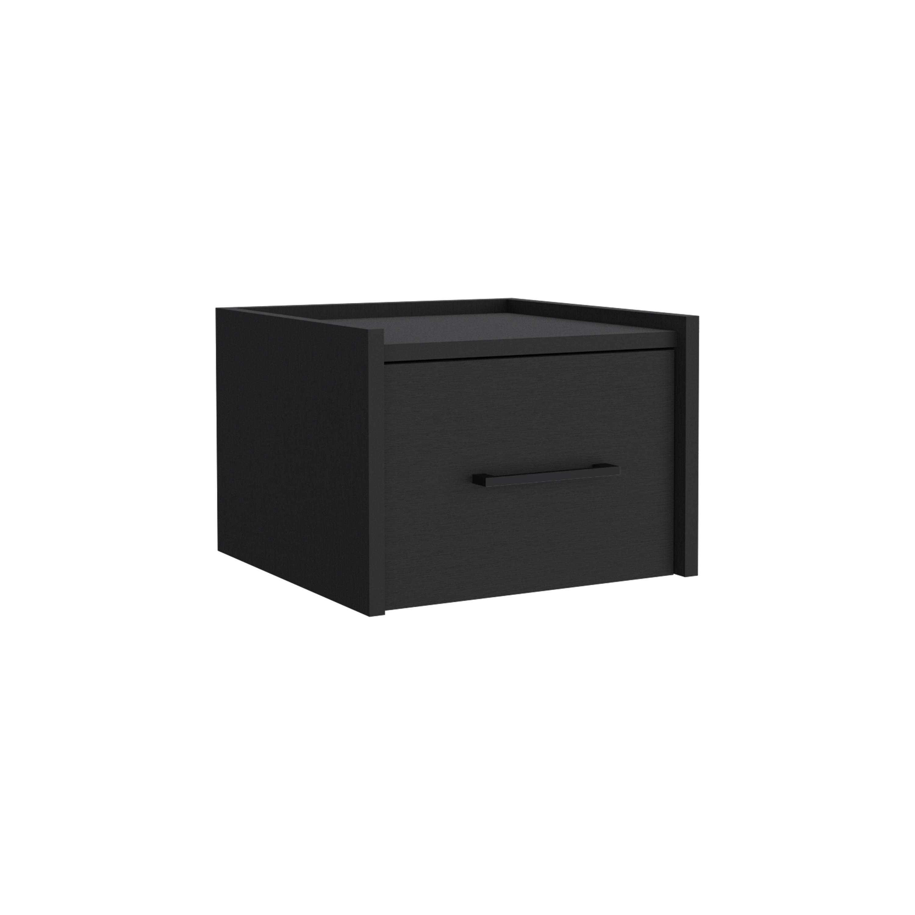 Yorktown Floating Nightstand, Space-Saving Design with Handy Drawer and Surface, Black