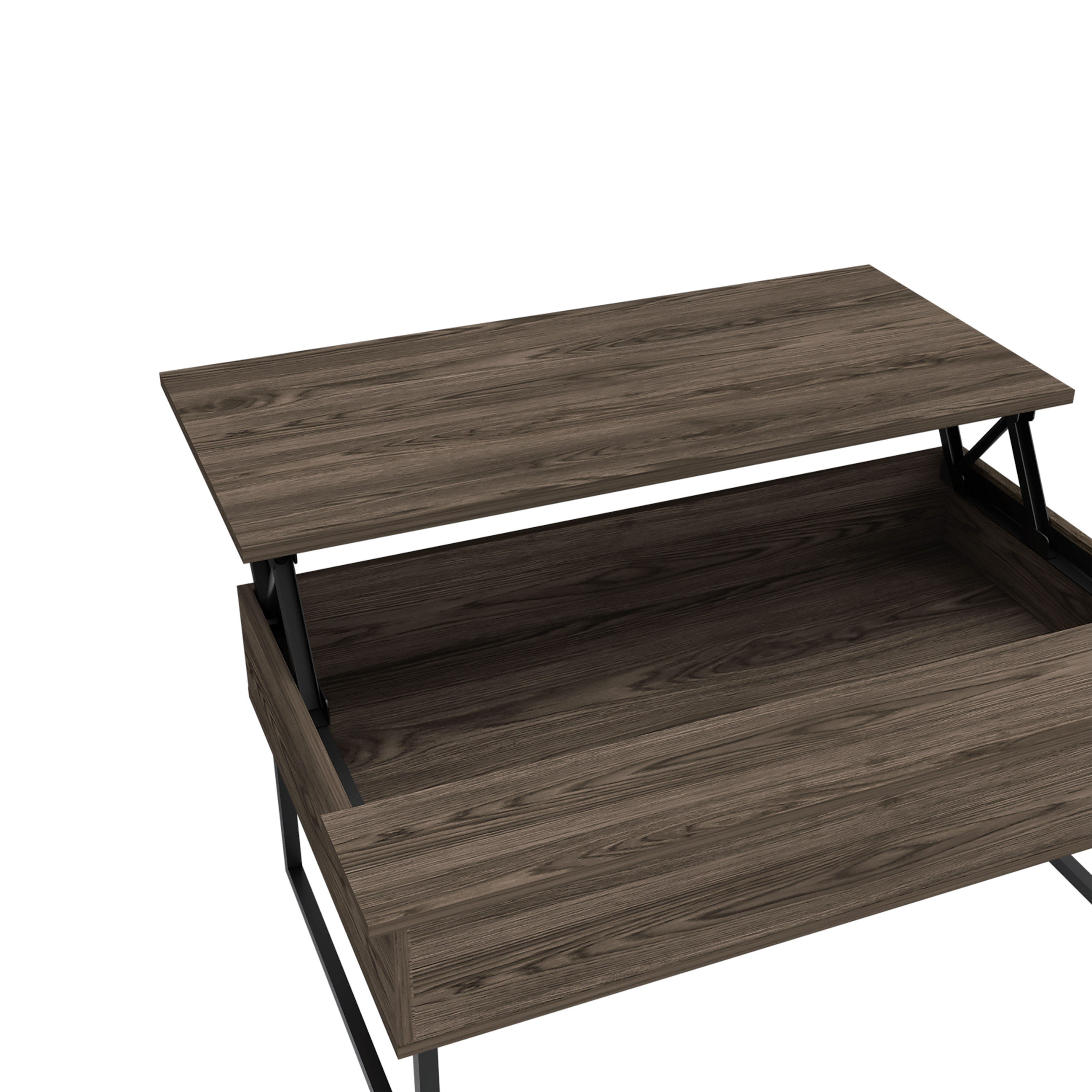 DEPOT E-SHOP Viena Lift Top Coffee Table, Flexible Shelf, Two Legs , Dark Walnut