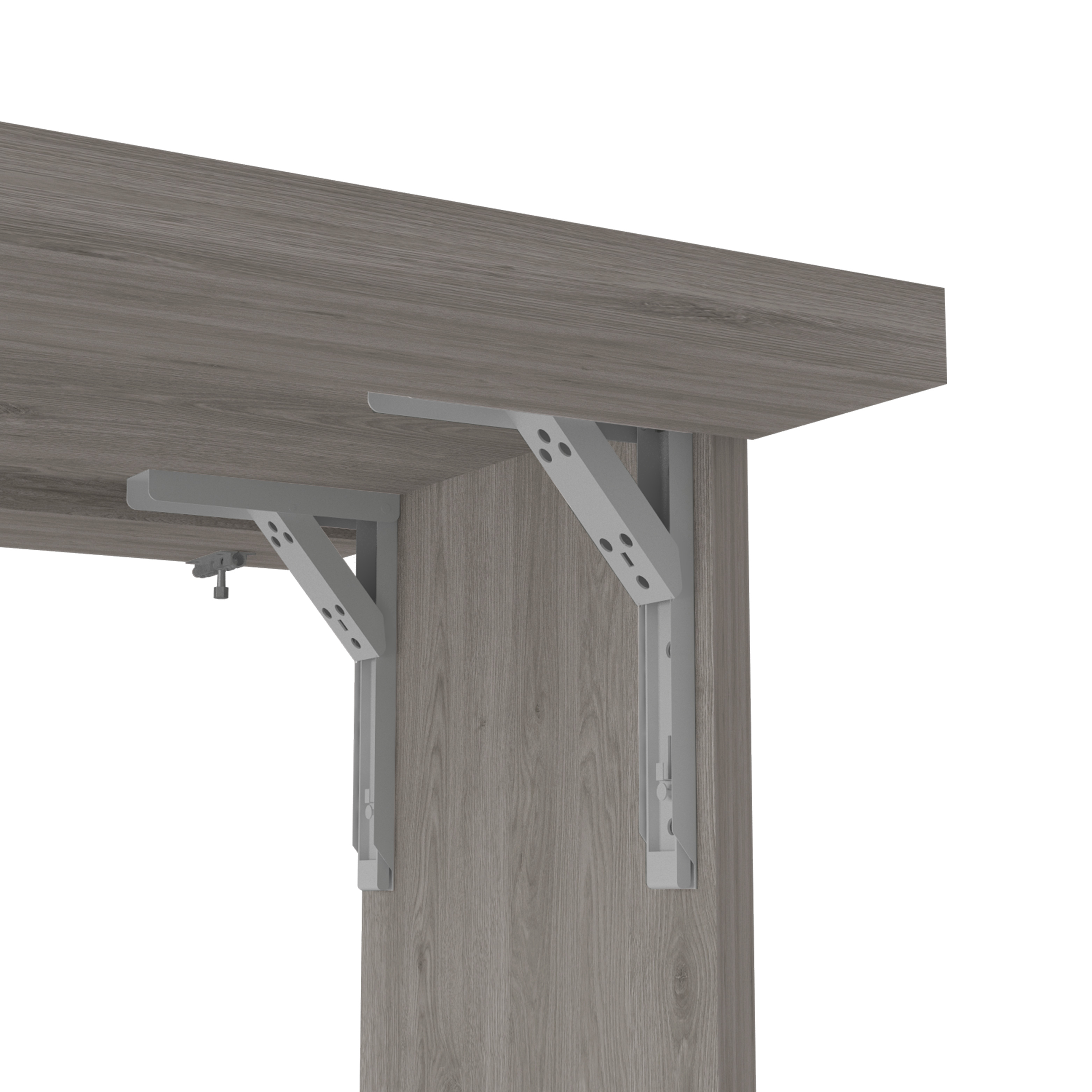 Toscana Wall Foldable Table with Multiple Shelves, Light Gray