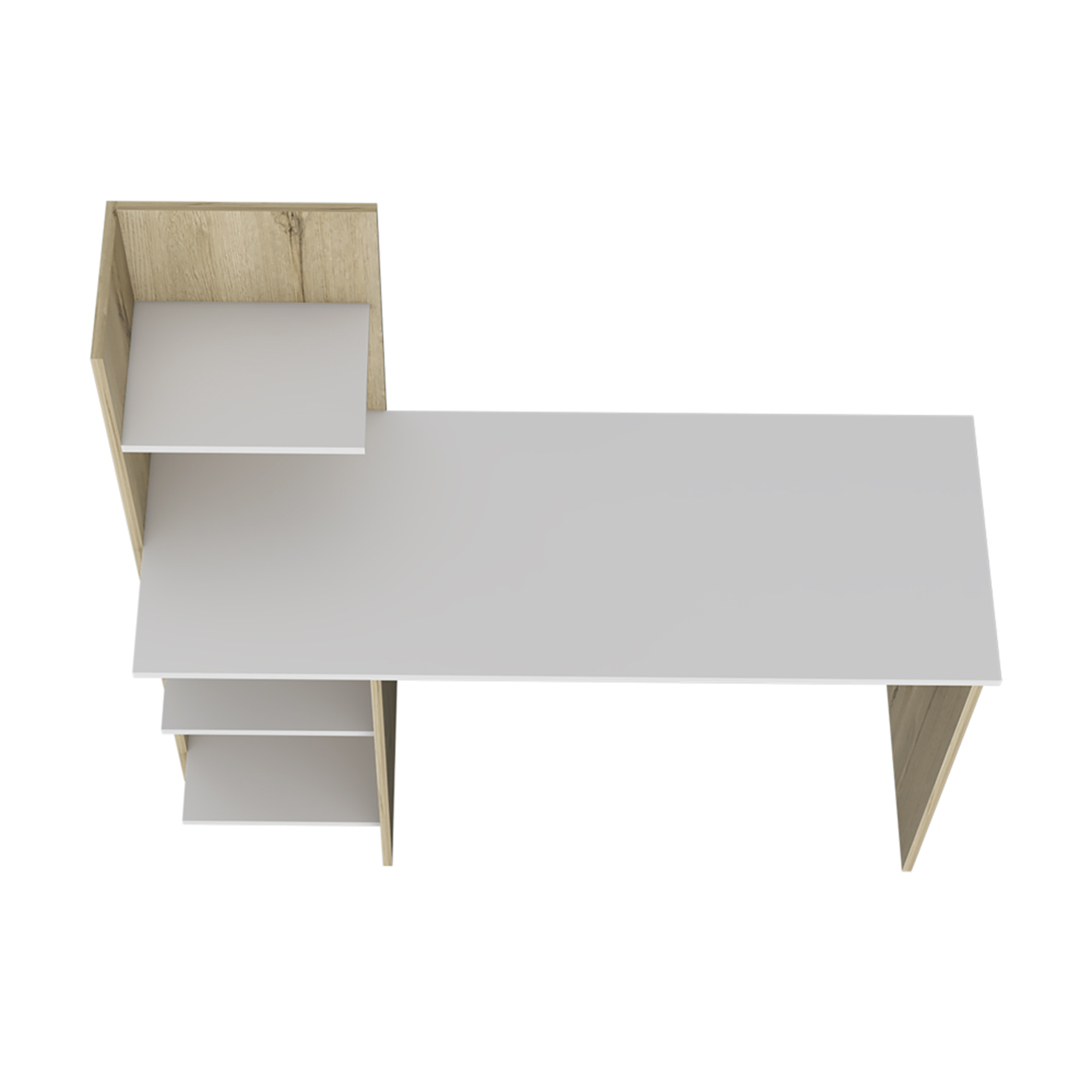 DEPOT E-SHOP Toronto 120 Writing Desk, Four Shelves, White / Pine