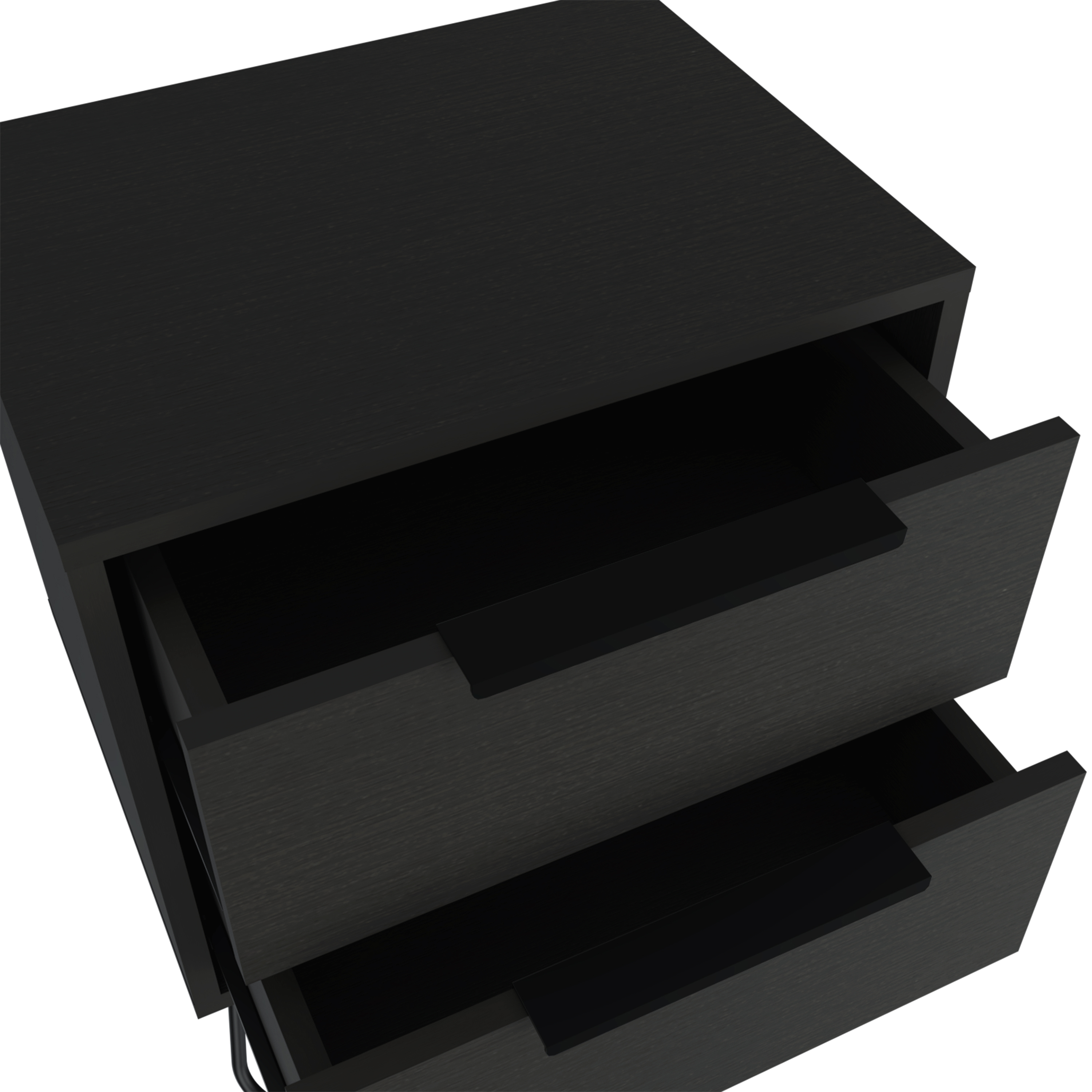 2 Nightstand, Hairpin Legs, Two Drawers, Black