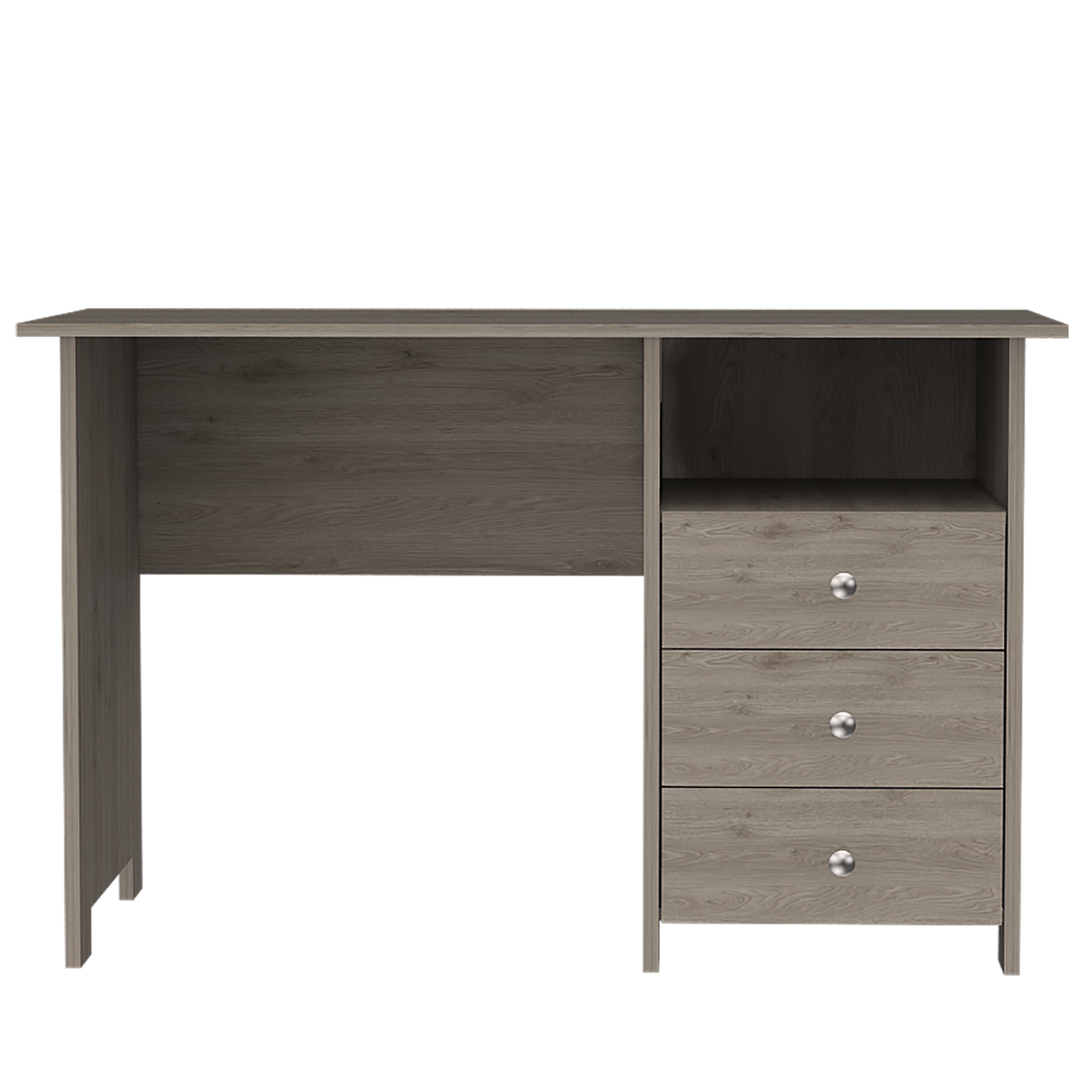 DEPOT E-SHOP Antara Computer Desk with Open Storage Shelf and 3-Drawers, Light Gray