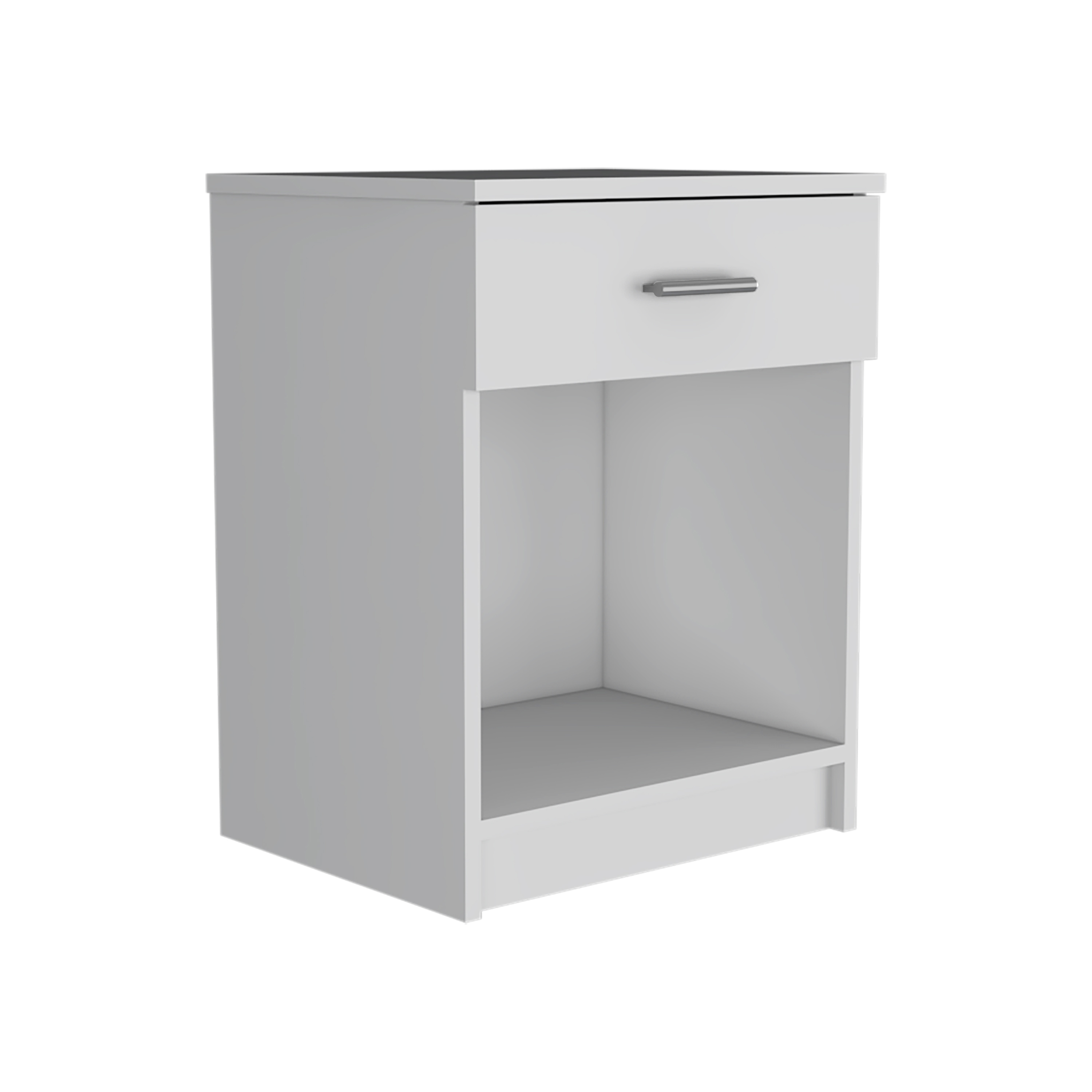 Nightstand 21"H, One Drawer, Low Shelf, Superior Top, White