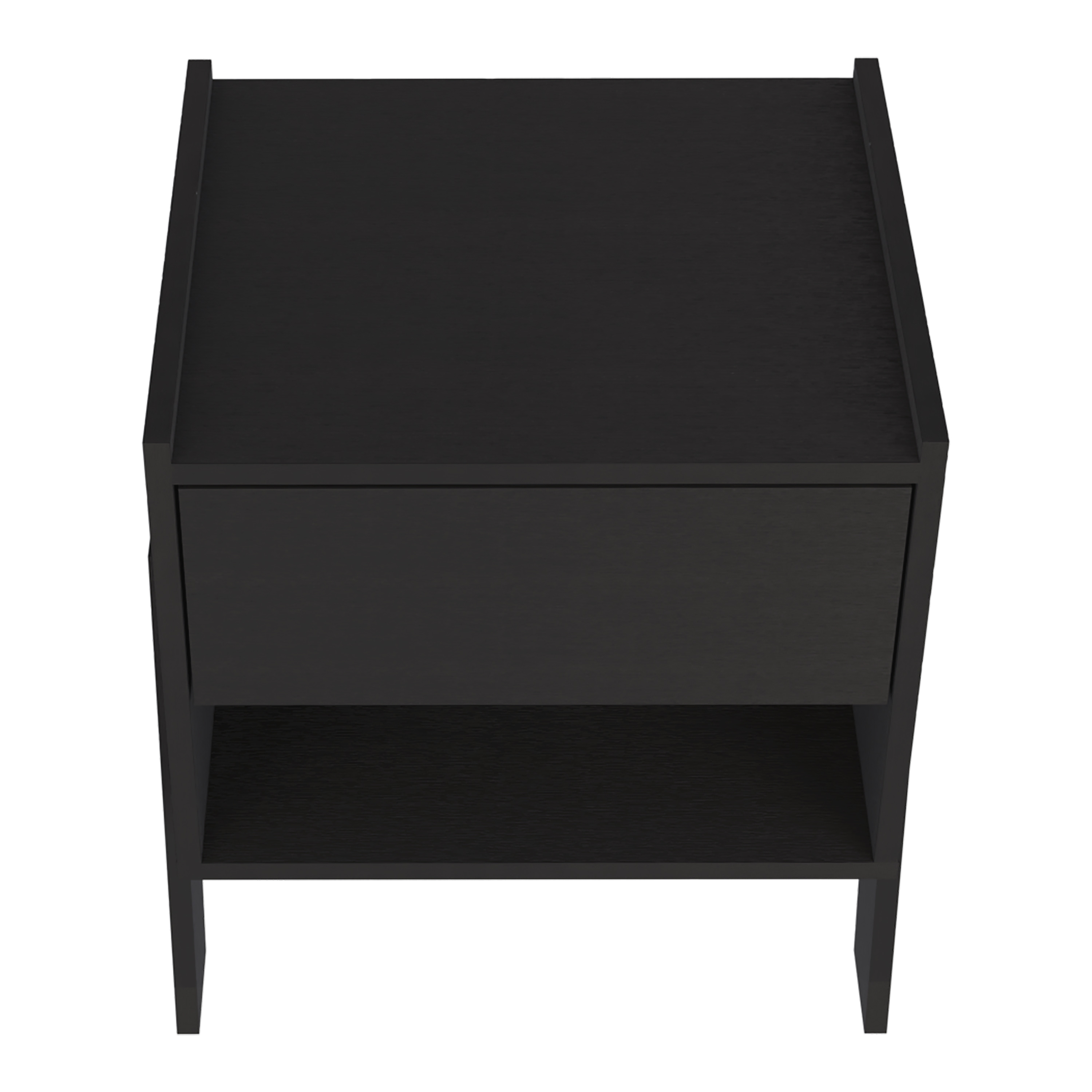 Nightstand 22"H, One Drawer, One Open Shelf, Black