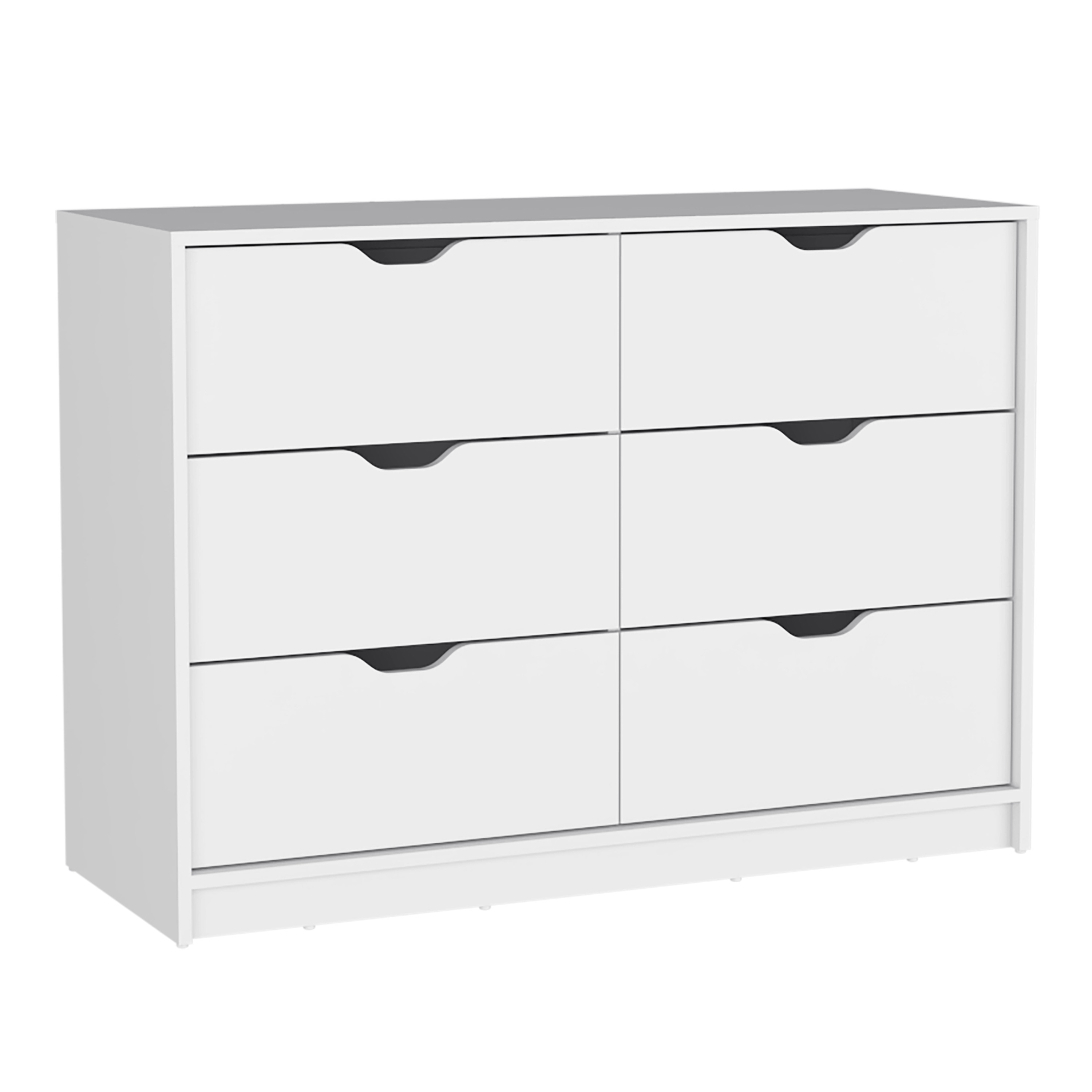 Dresser 30"H, 4 Laci Lemari dengan 2 Lemari Bawah, Lemari Laci, Putih