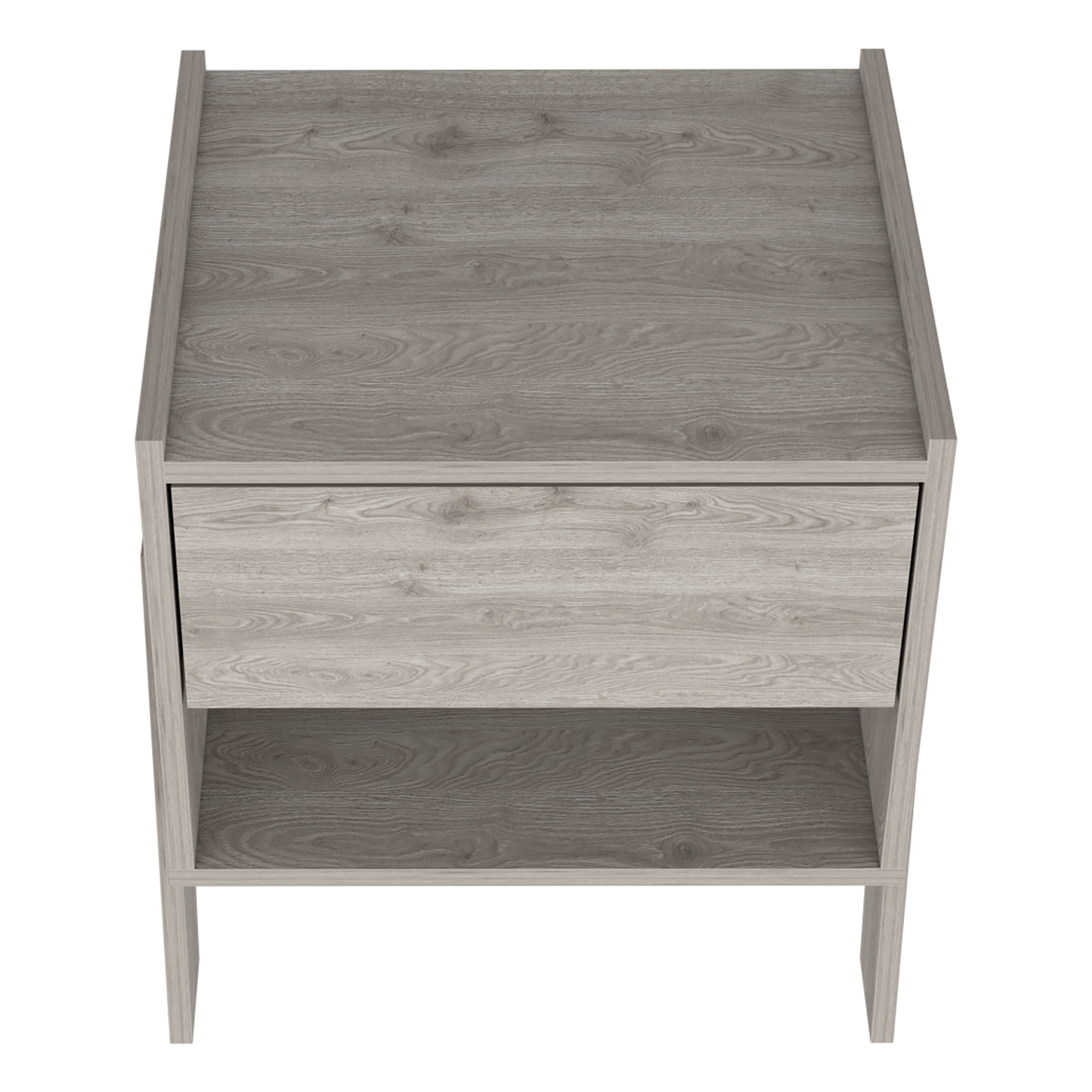 Nightstand 22"H, One Drawer, One Open Shelf, Light Gray